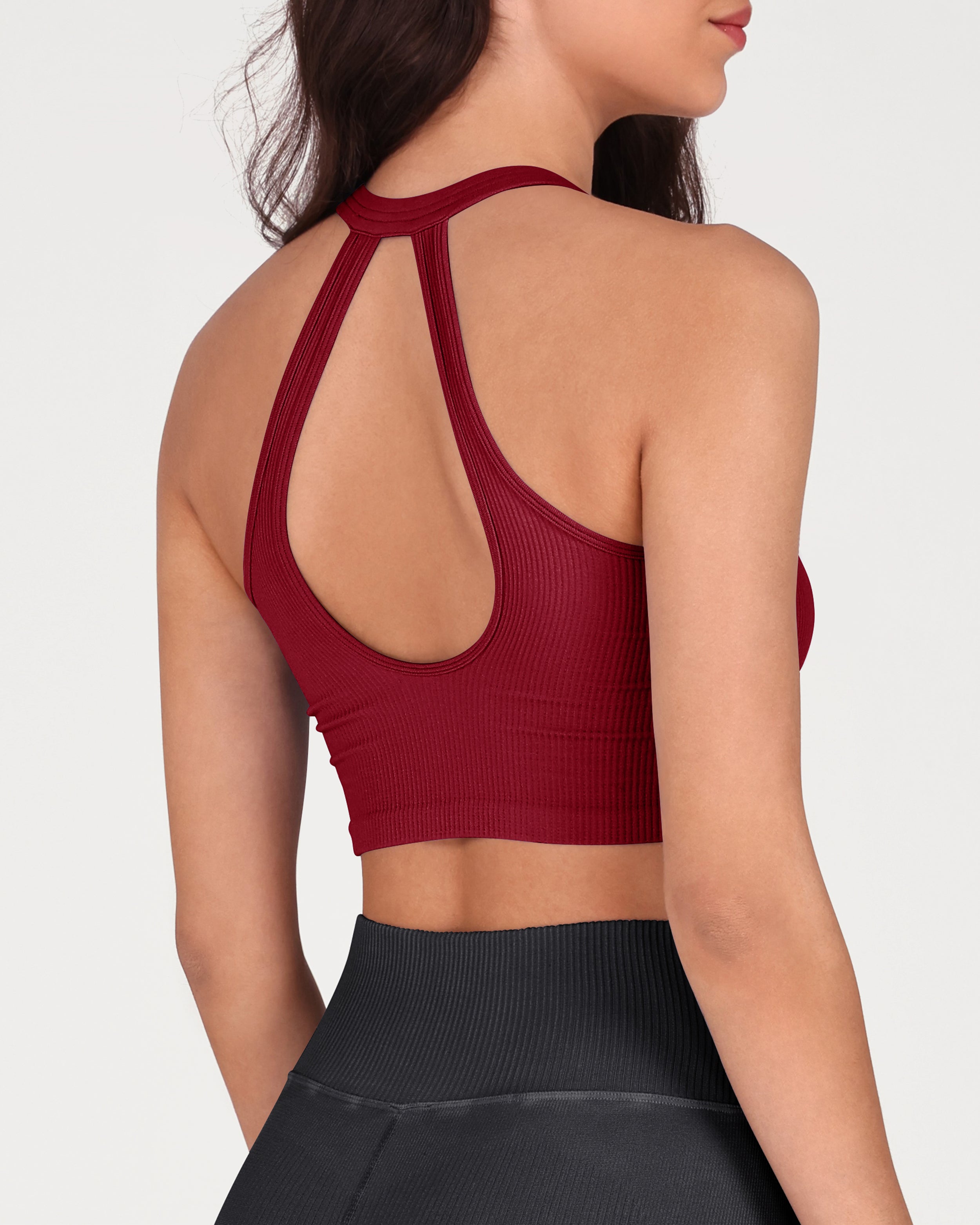 2-Pack Seamless Henley Crop Tops - ododos