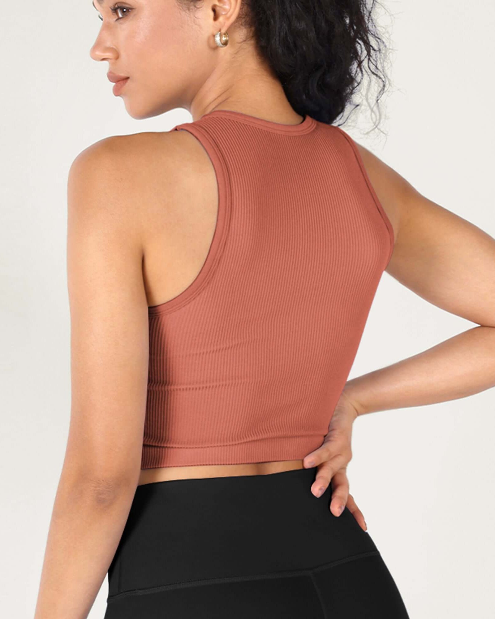 3-Pack Seamless Ribbed High Neck Cropped Tank Tops - ododos