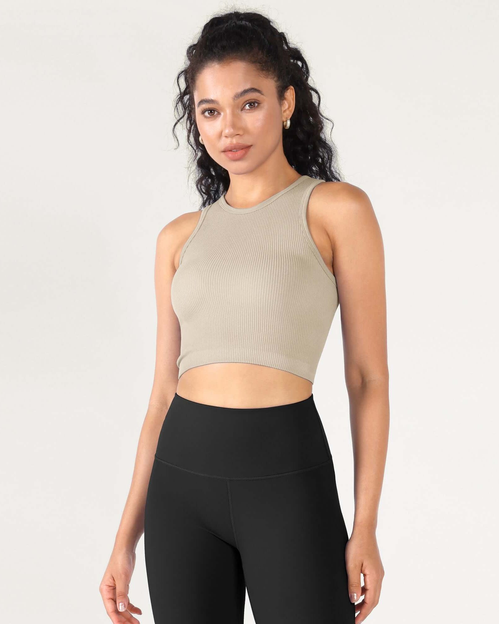 3-Pack Seamless Ribbed High Neck Cropped Tank Tops - ododos