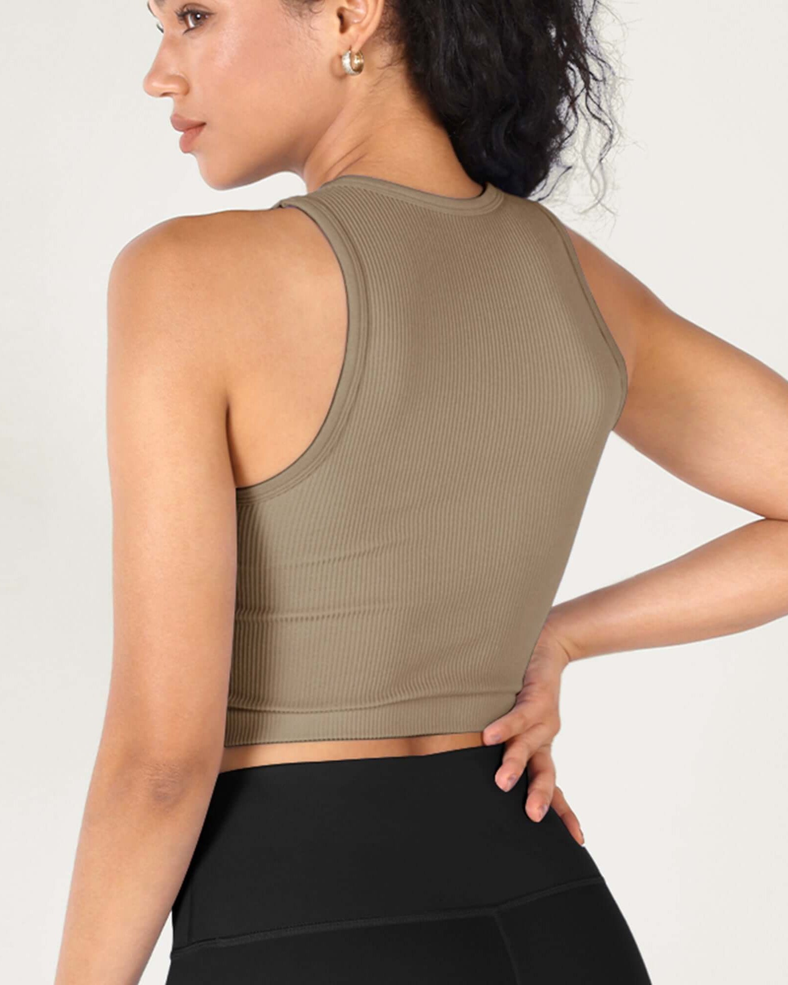 3-Pack Seamless Ribbed High Neck Cropped Tank Tops - ododos
