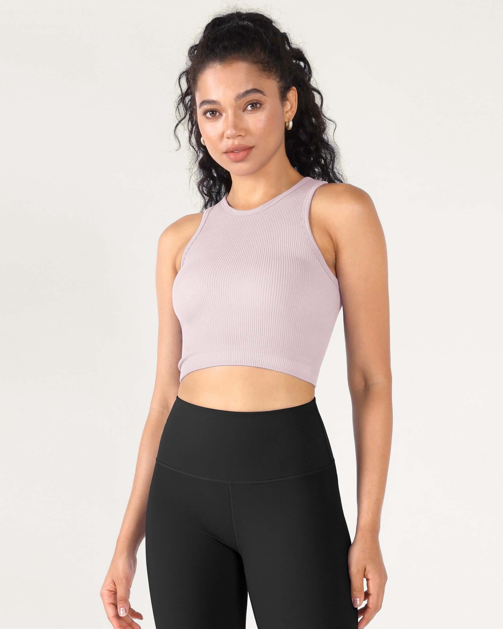 3-Pack Seamless Ribbed High Neck Cropped Tank Tops - ododos