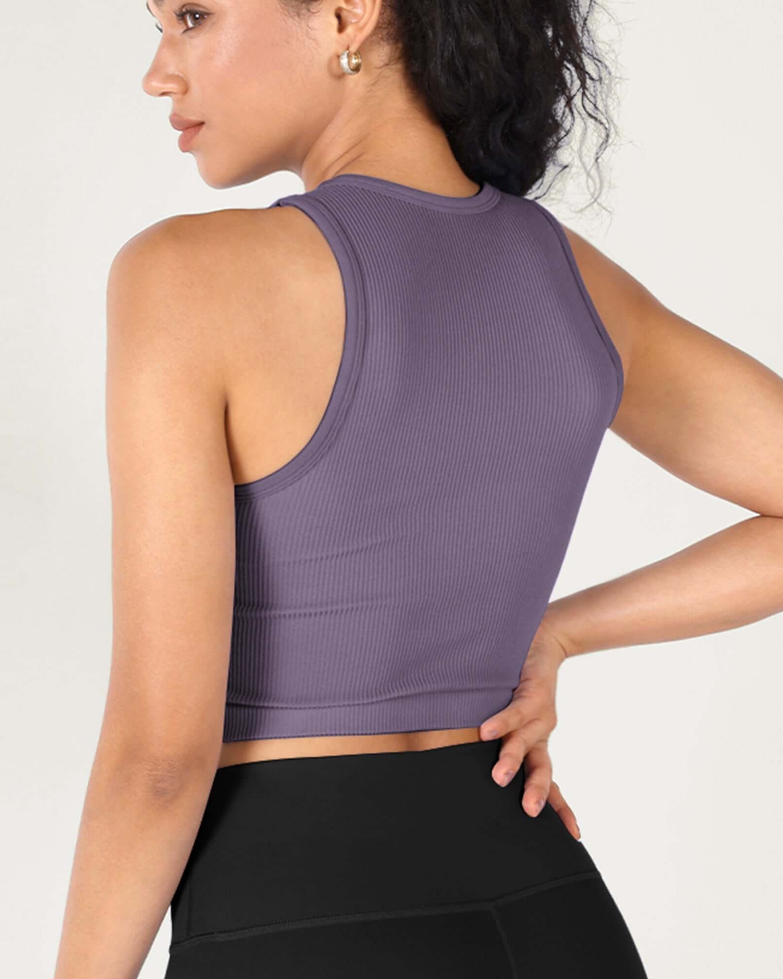3-Pack Seamless Ribbed High Neck Cropped Tank Tops - ododos