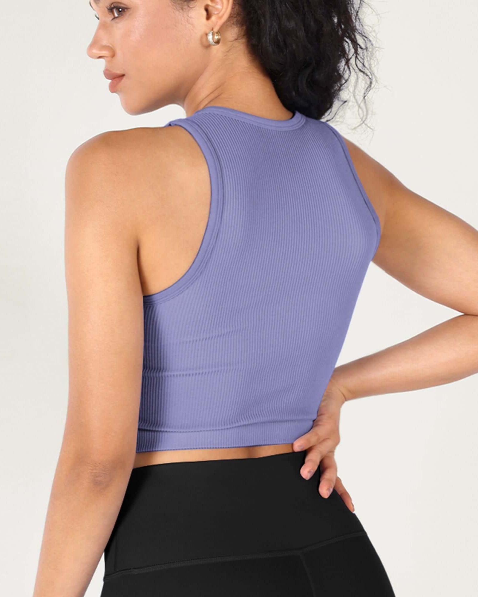 3-Pack Seamless Ribbed High Neck Cropped Tank Tops - ododos