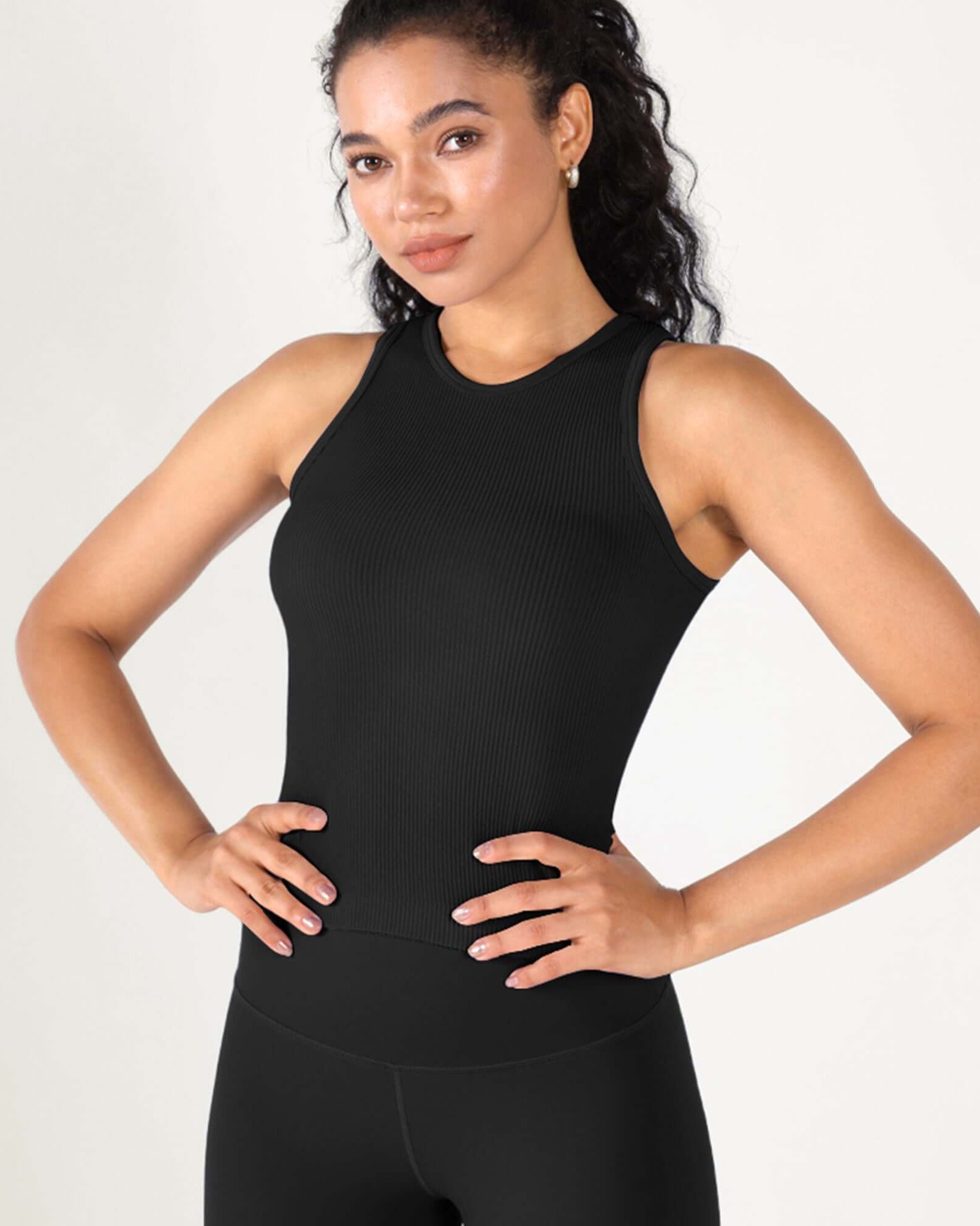 3-Pack Seamless Ribbed High Neck Tank Tops - ododos