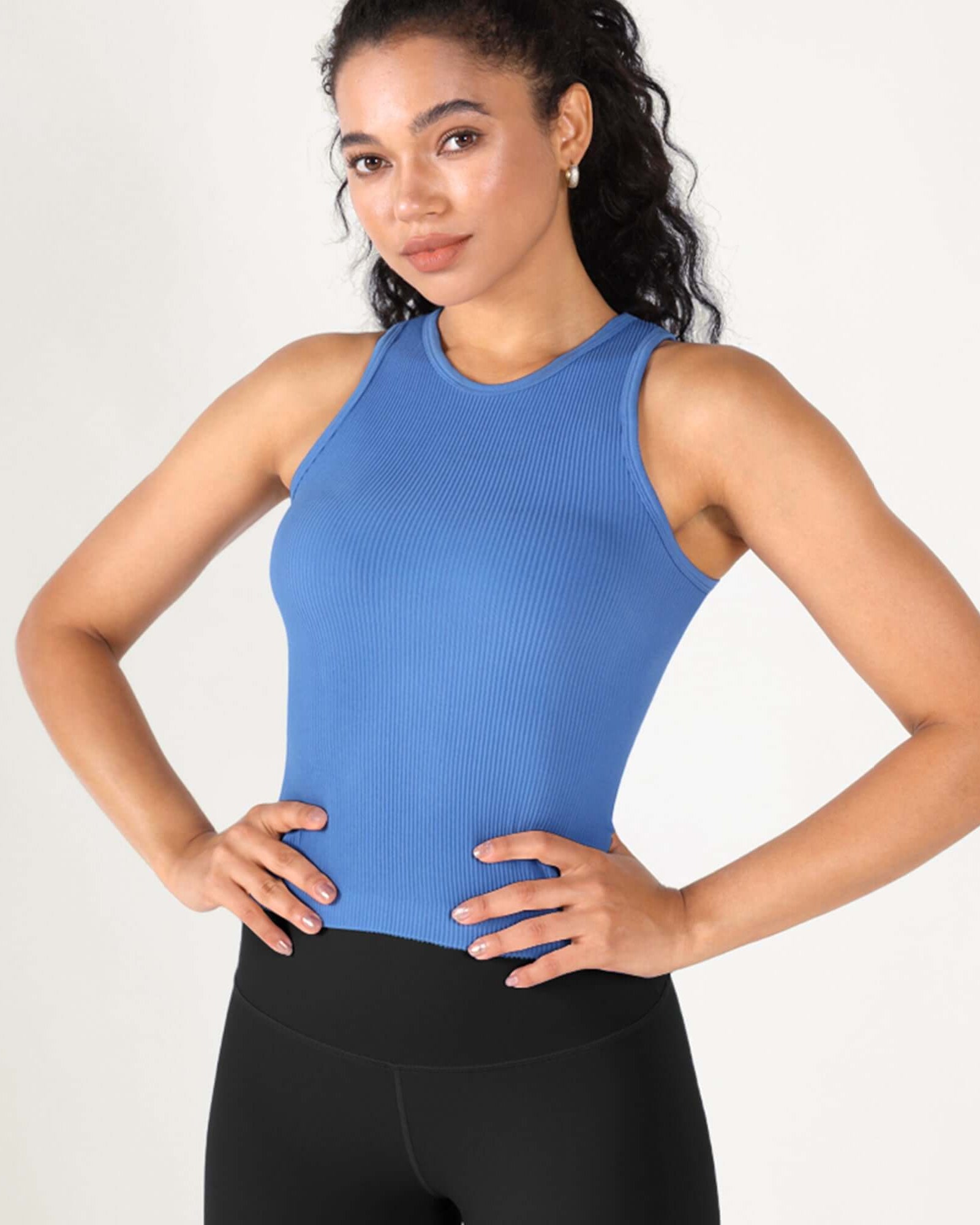 3-Pack Seamless Ribbed High Neck Tank Tops - ododos