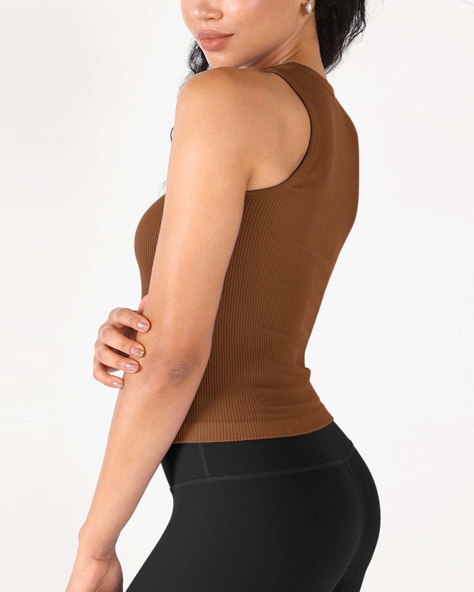 3-Pack Seamless Ribbed High Neck Tank Tops - ododos