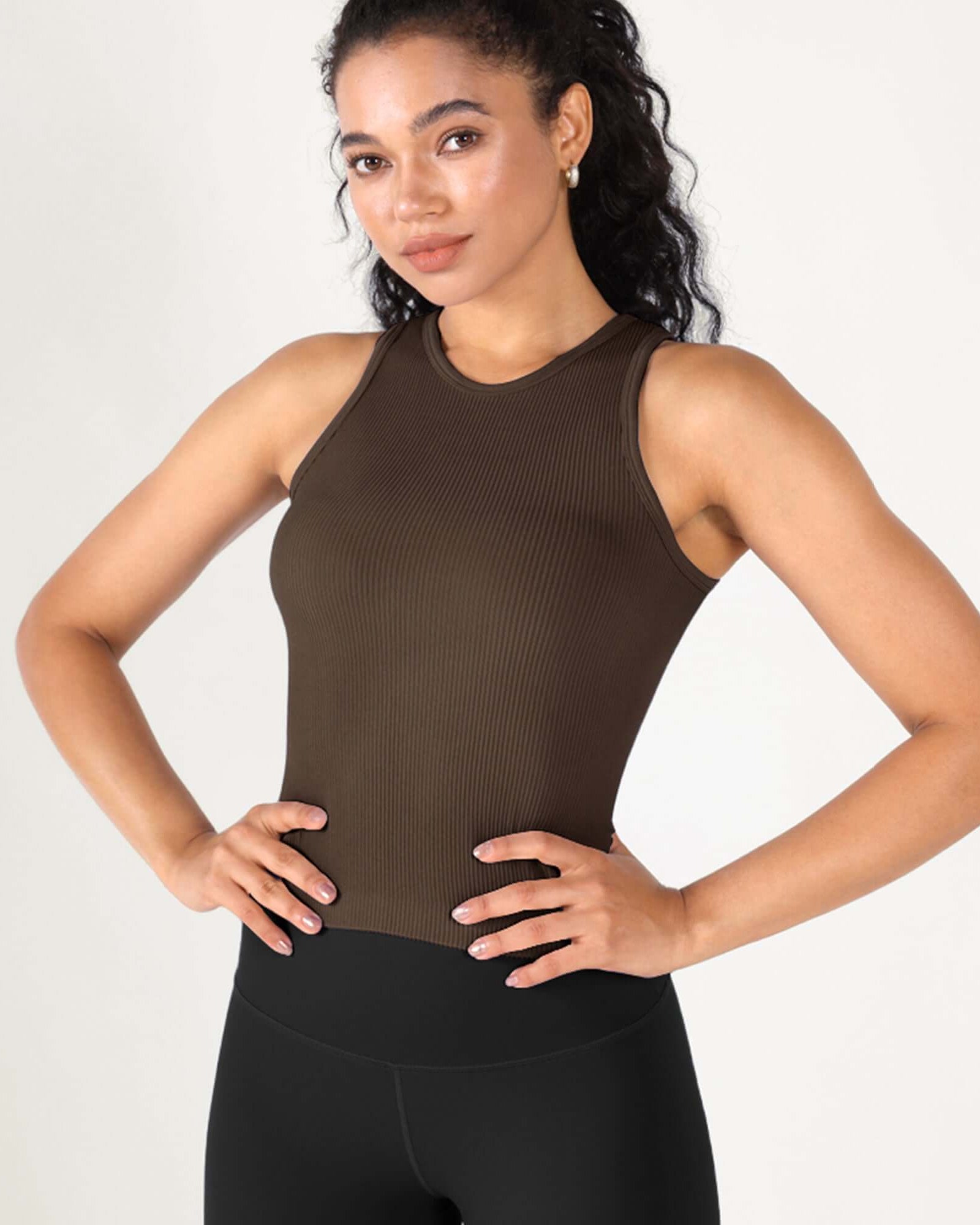 3-Pack Seamless Ribbed High Neck Tank Tops - ododos