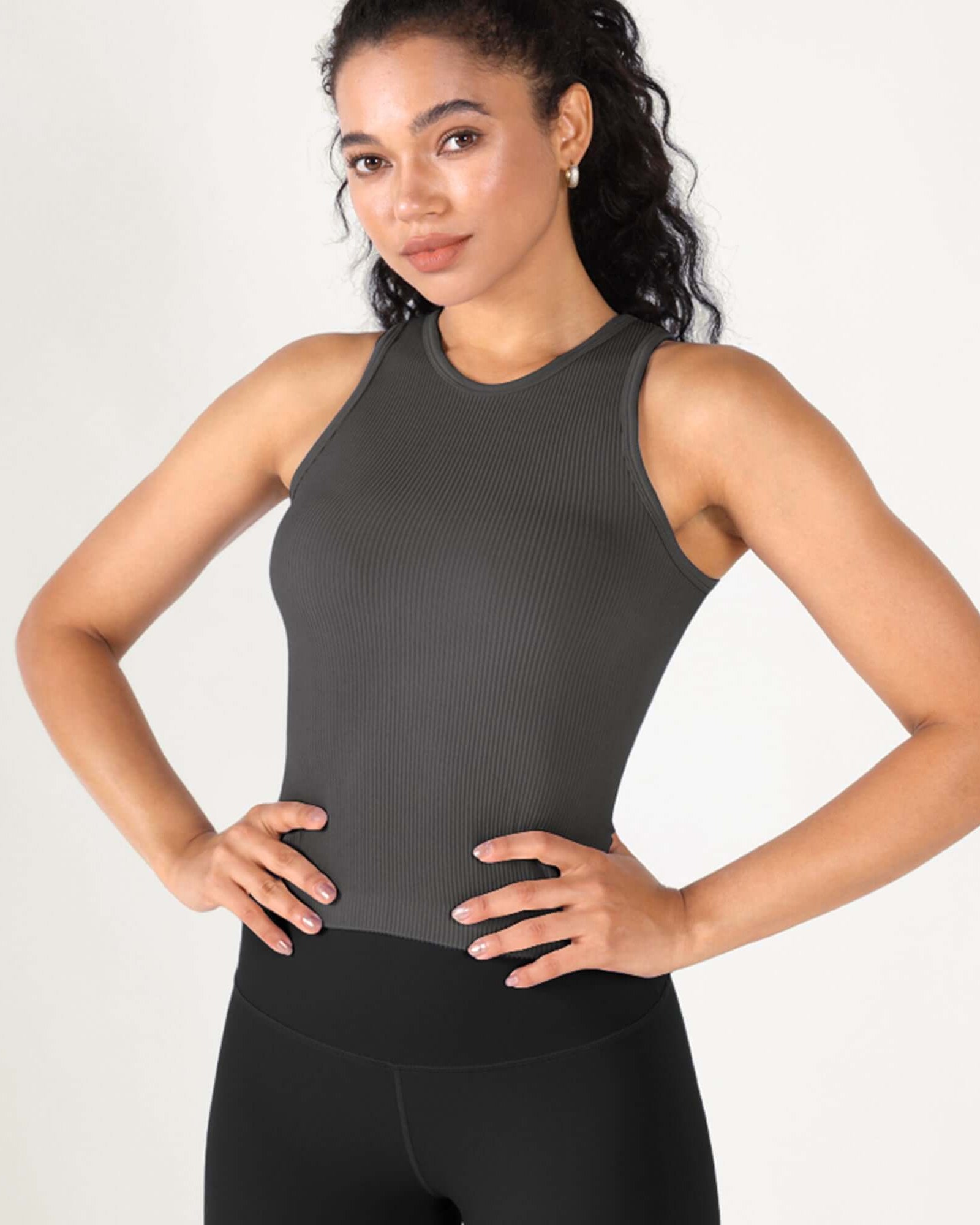 3-Pack Seamless Ribbed High Neck Tank Tops - ododos