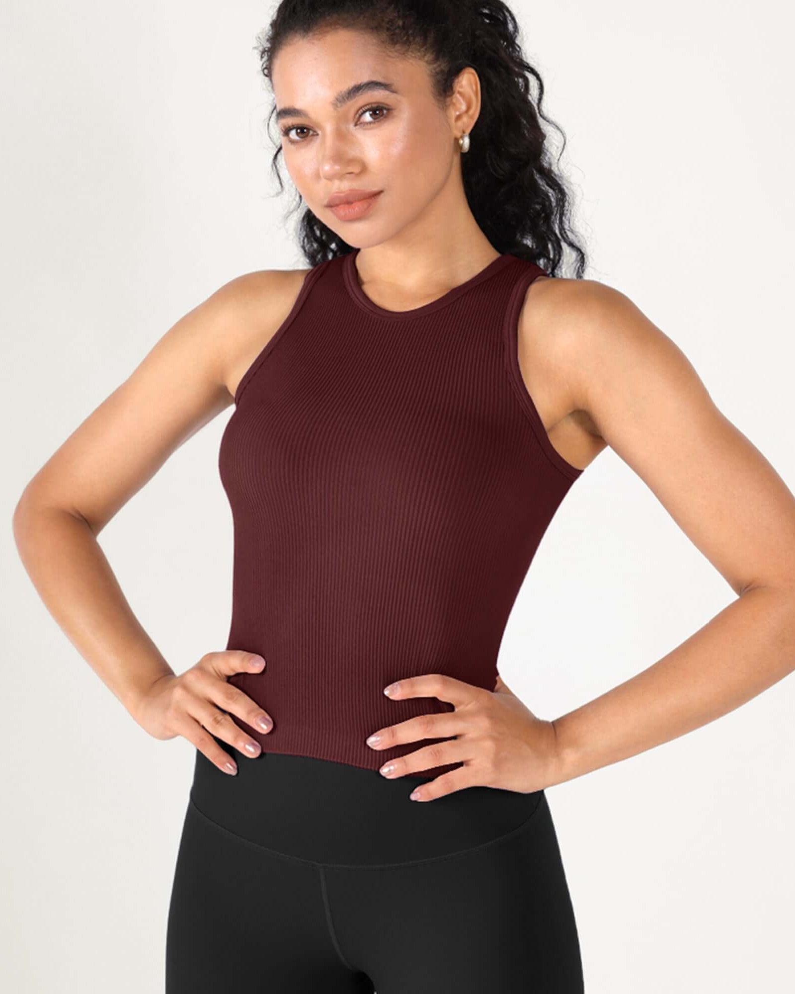 3-Pack Seamless Ribbed High Neck Tank Tops - ododos