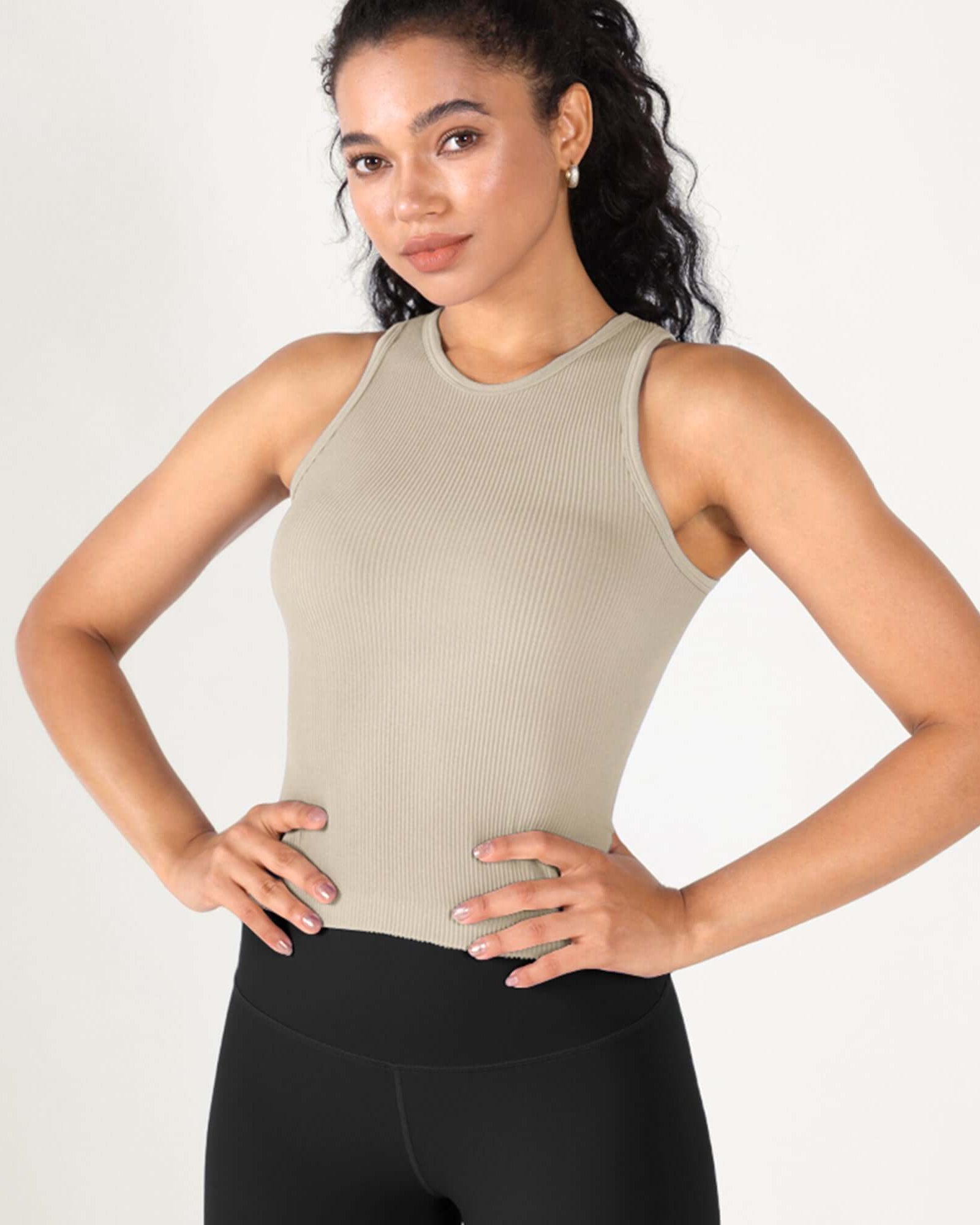 3-Pack Seamless Ribbed High Neck Tank Tops - ododos