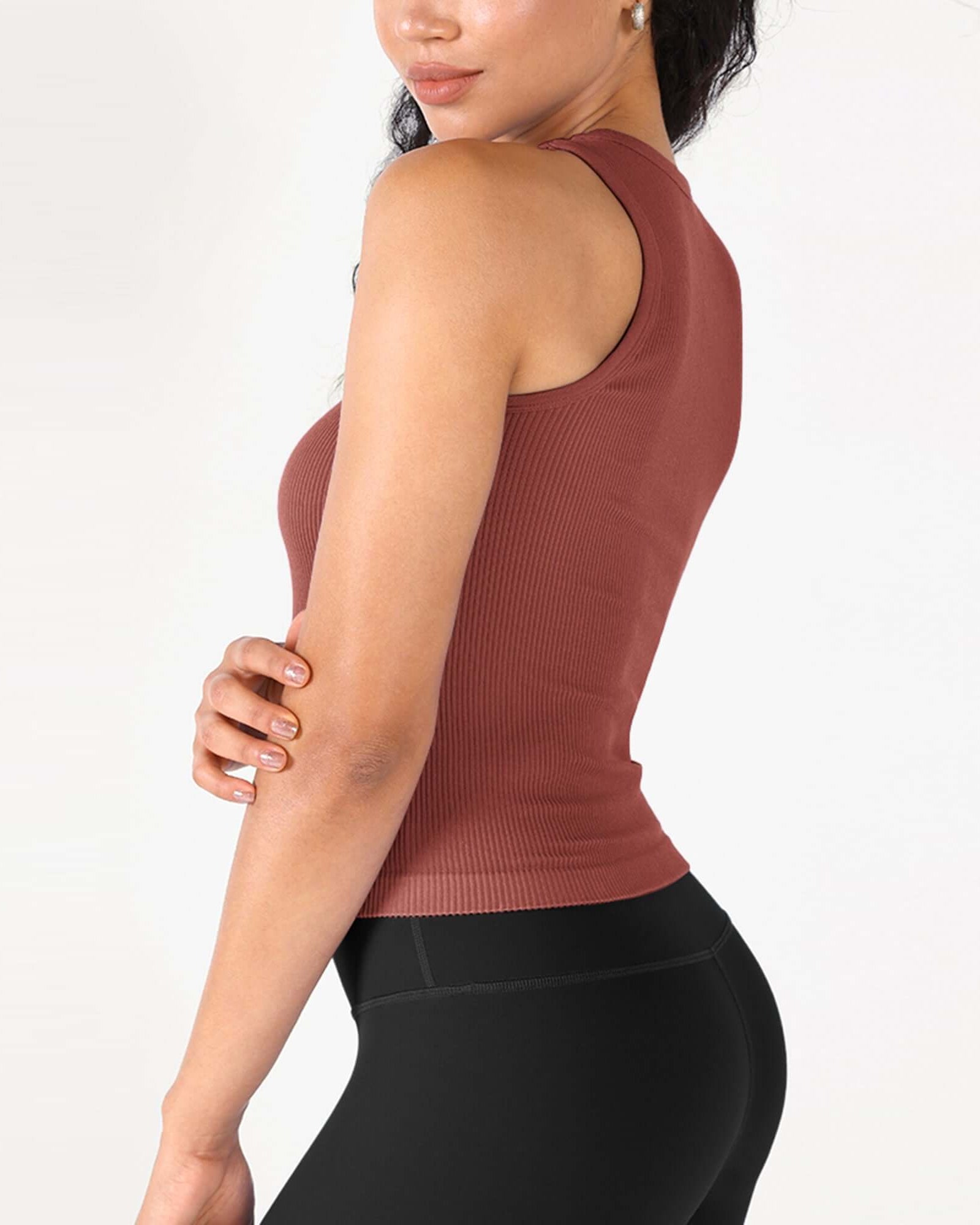 3-Pack Seamless Ribbed High Neck Tank Tops - ododos