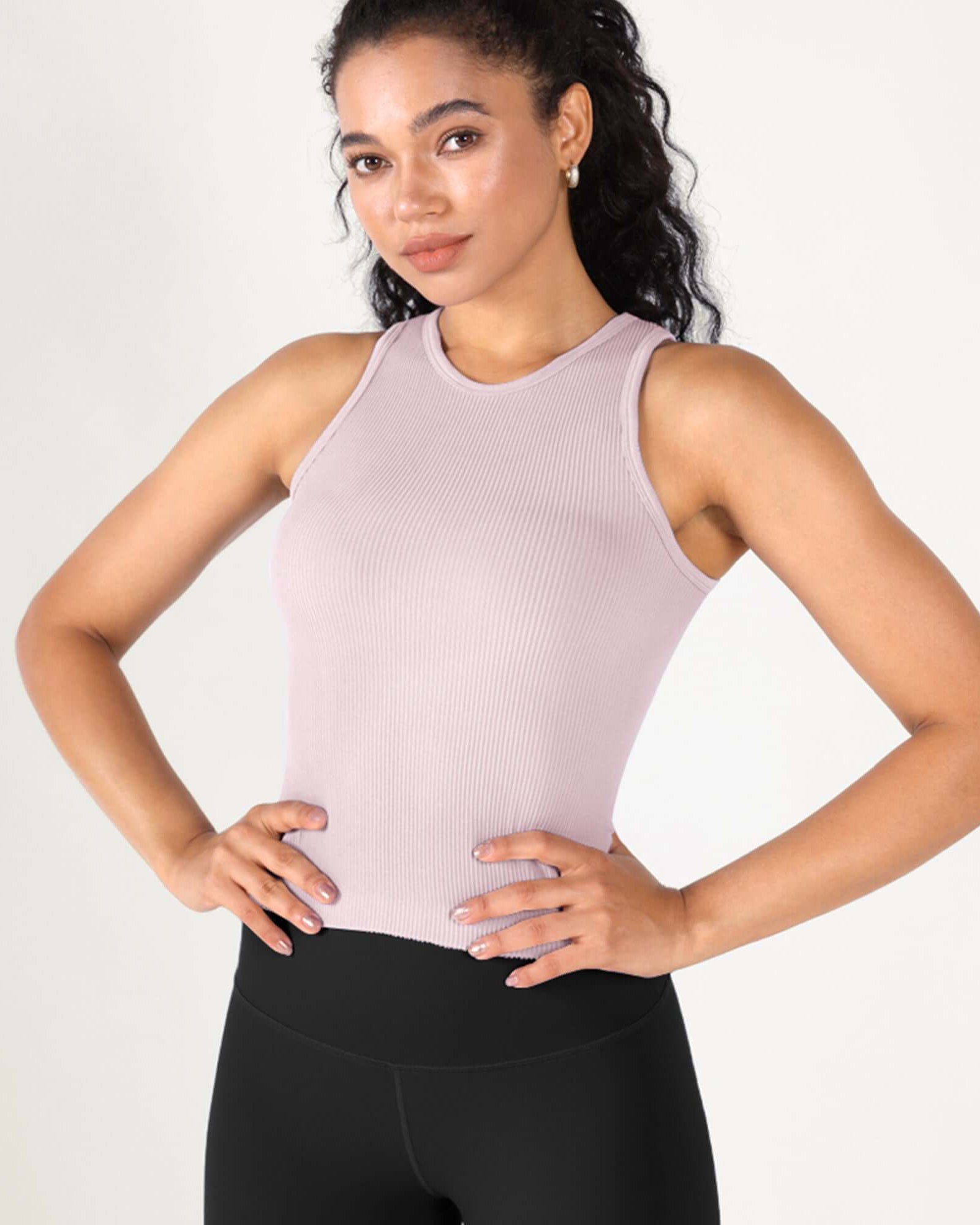 3-Pack Seamless Ribbed High Neck Tank Tops - ododos