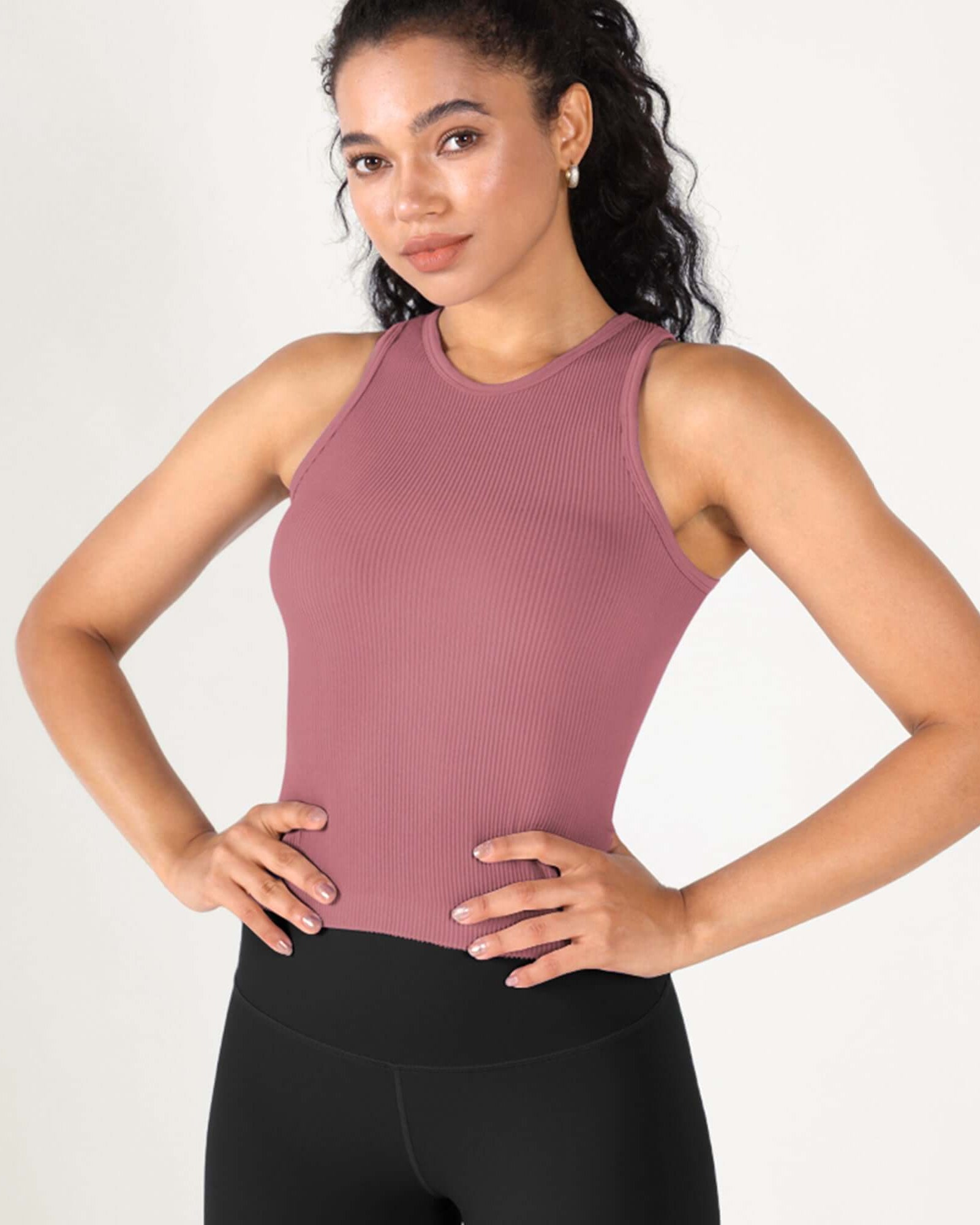 3-Pack Seamless Ribbed High Neck Tank Tops - ododos