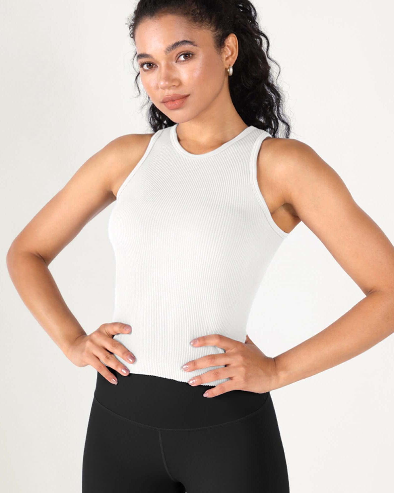 3-Pack Seamless Ribbed High Neck Tank Tops - ododos