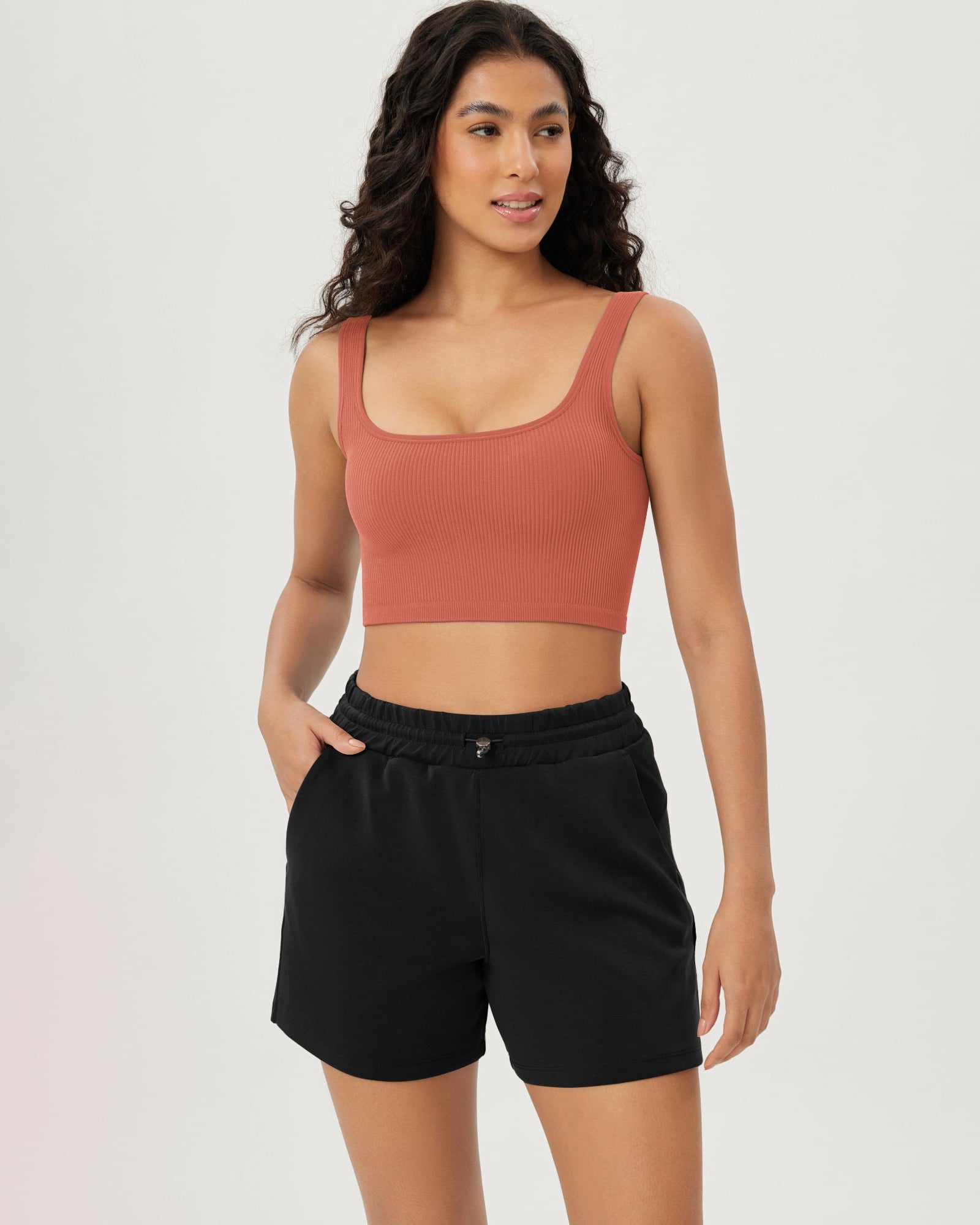 3-Pack Crop Length Seamless Square Neck Ribbed Knit Tank - ododos