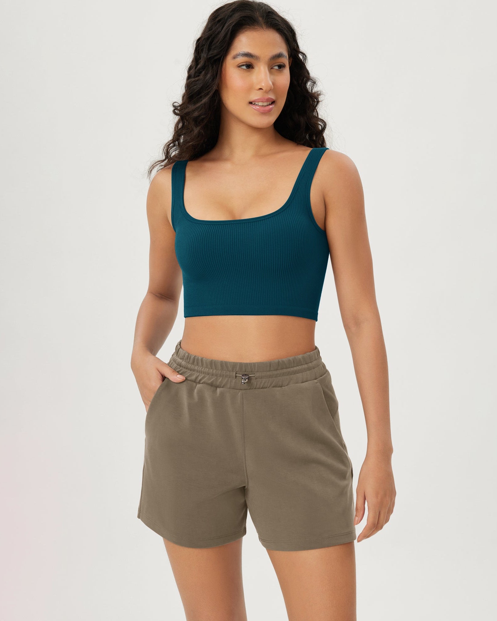 3-Pack Crop Length Seamless Square Neck Ribbed Knit Tank - ododos