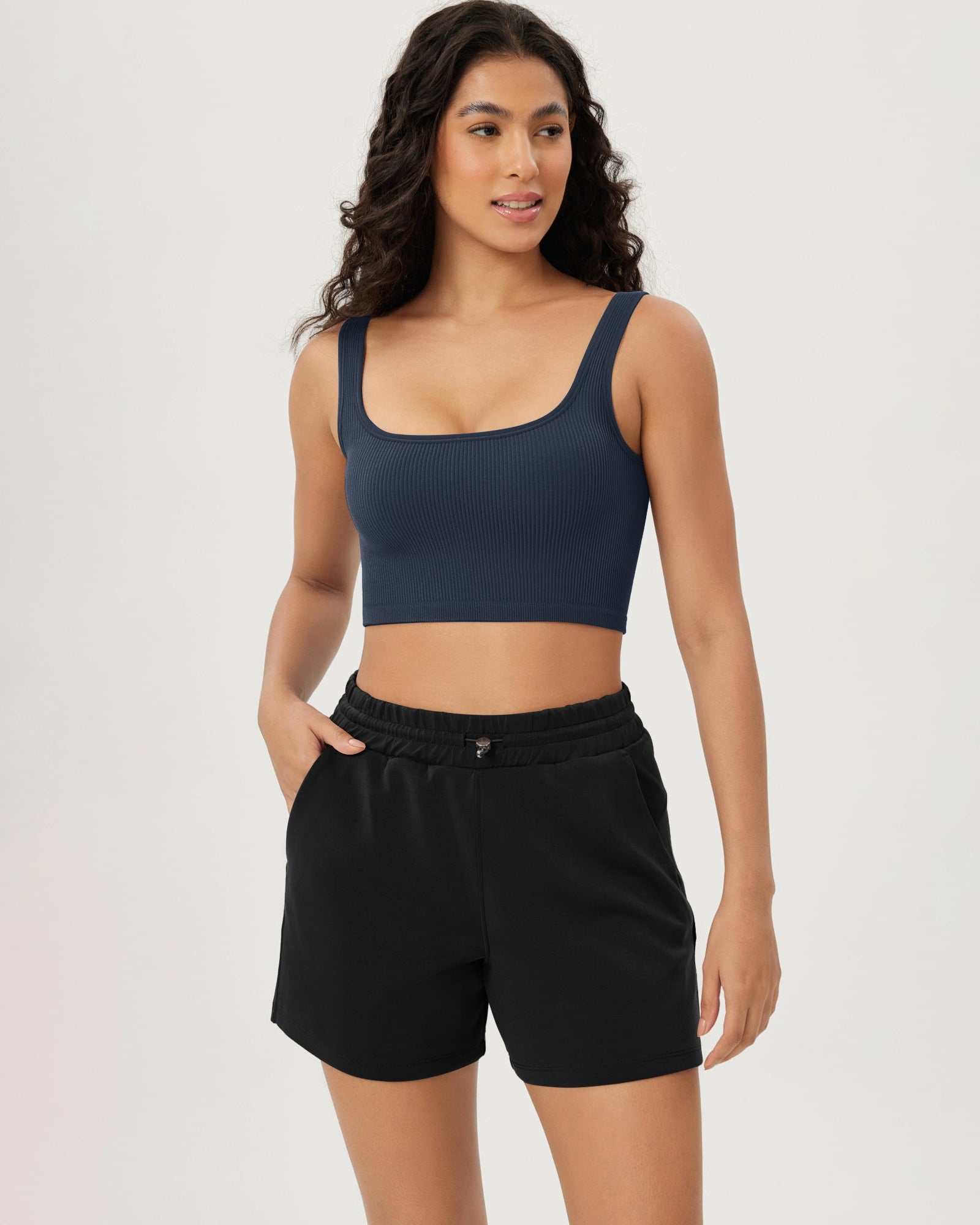 3-Pack Crop Length Seamless Square Neck Ribbed Knit Tank - ododos