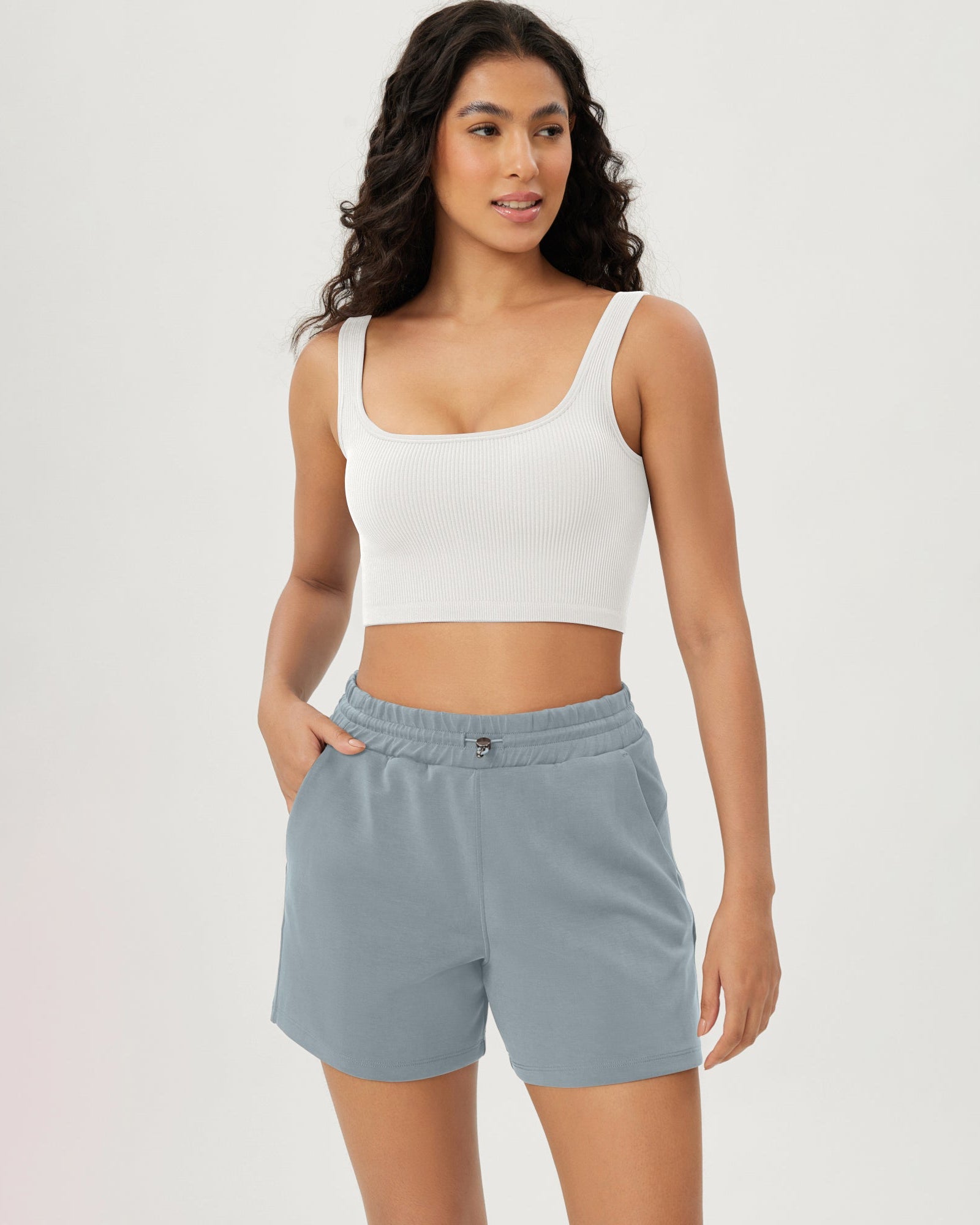 3-Pack Crop Length Seamless Square Neck Ribbed Knit Tank - ododos