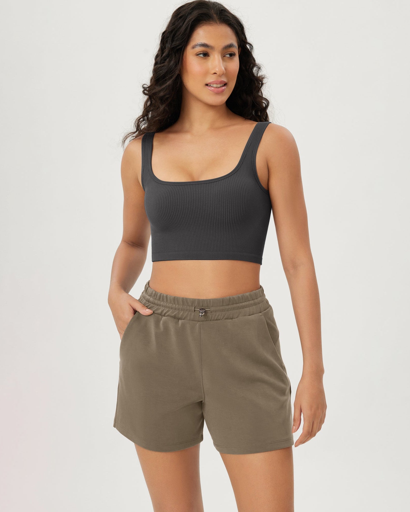 3-Pack Crop Length Seamless Square Neck Ribbed Knit Tank - ododos