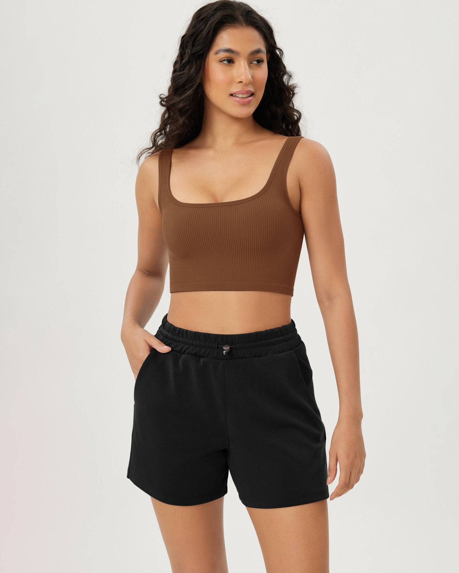 3-Pack Crop Length Seamless Square Neck Ribbed Knit Tank - ododos