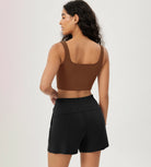 3-Pack Crop Length Seamless Square Neck Ribbed Knit Tank - ododos
