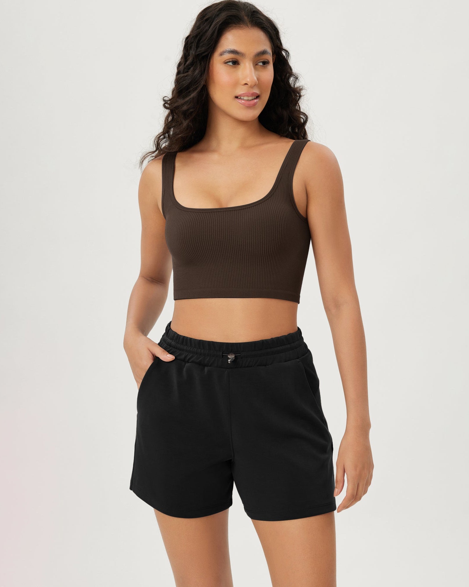 3-Pack Crop Length Seamless Square Neck Ribbed Knit Tank - ododos
