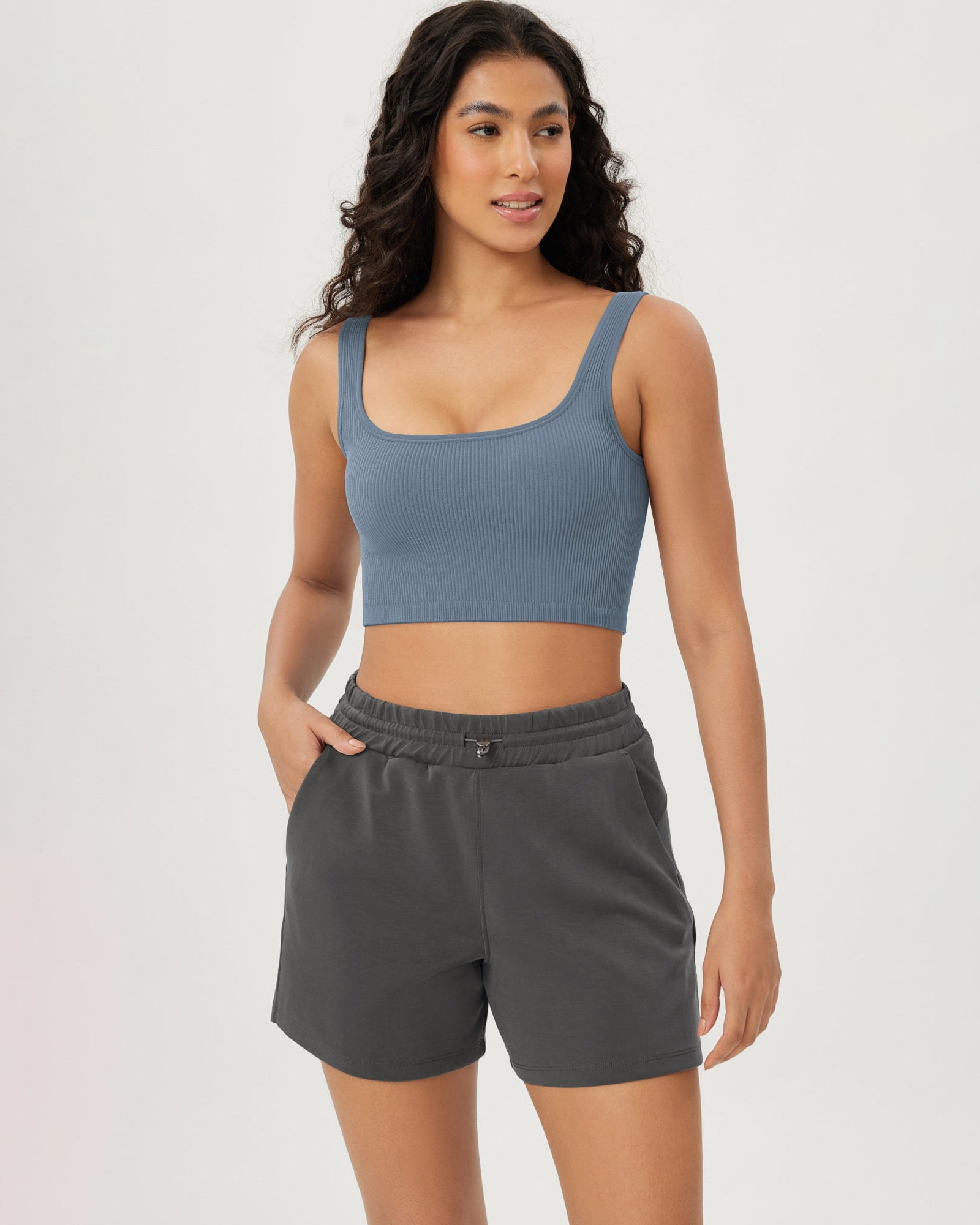 3-Pack Crop Length Seamless Square Neck Ribbed Knit Tank - ododos