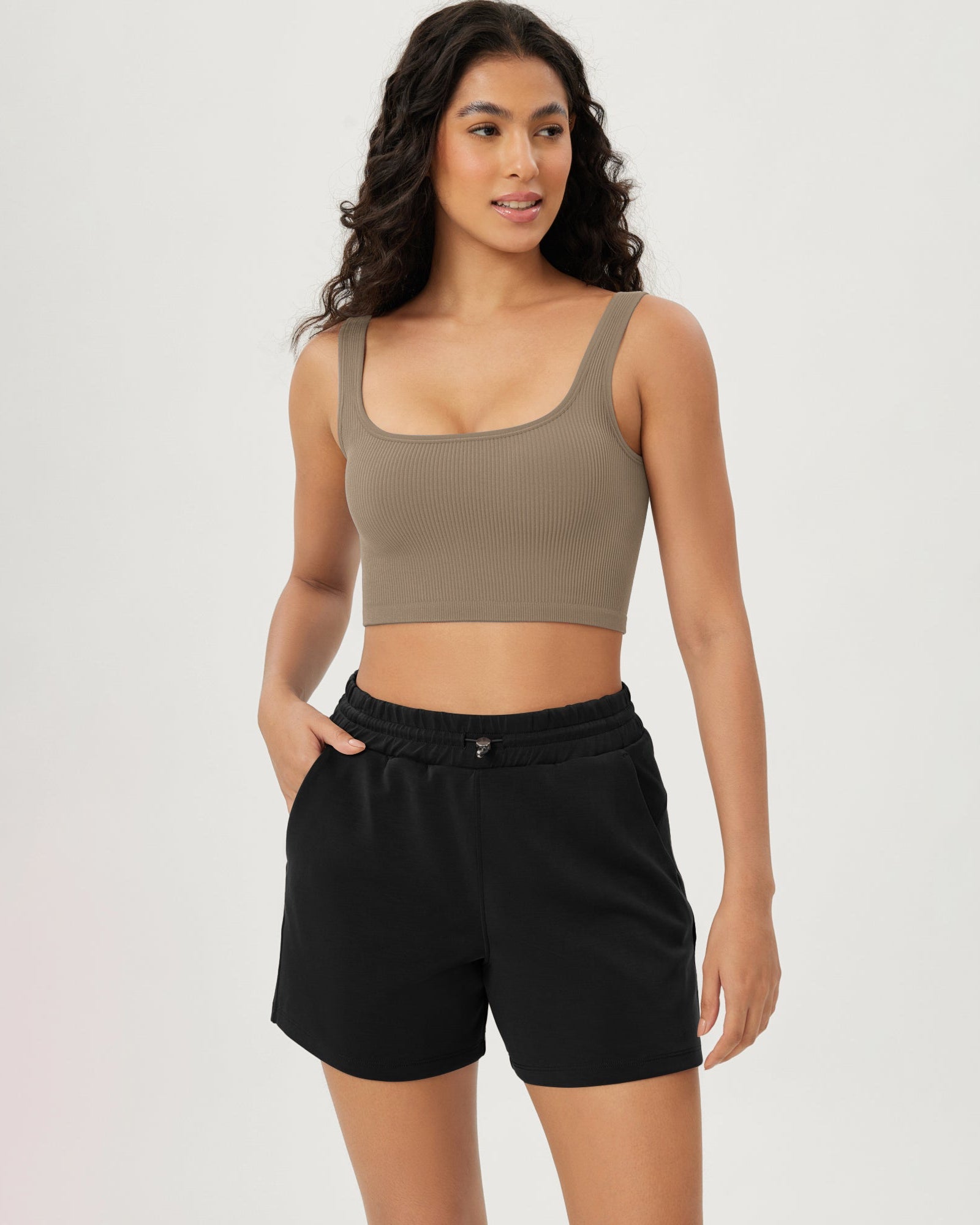 3-Pack Crop Length Seamless Square Neck Ribbed Knit Tank - ododos