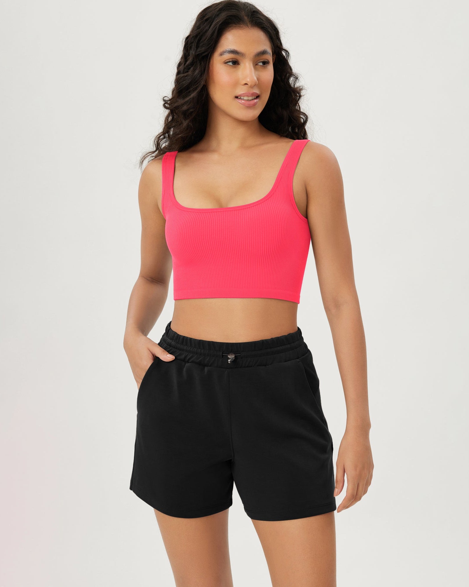 3-Pack Crop Length Seamless Square Neck Ribbed Knit Tank - ododos
