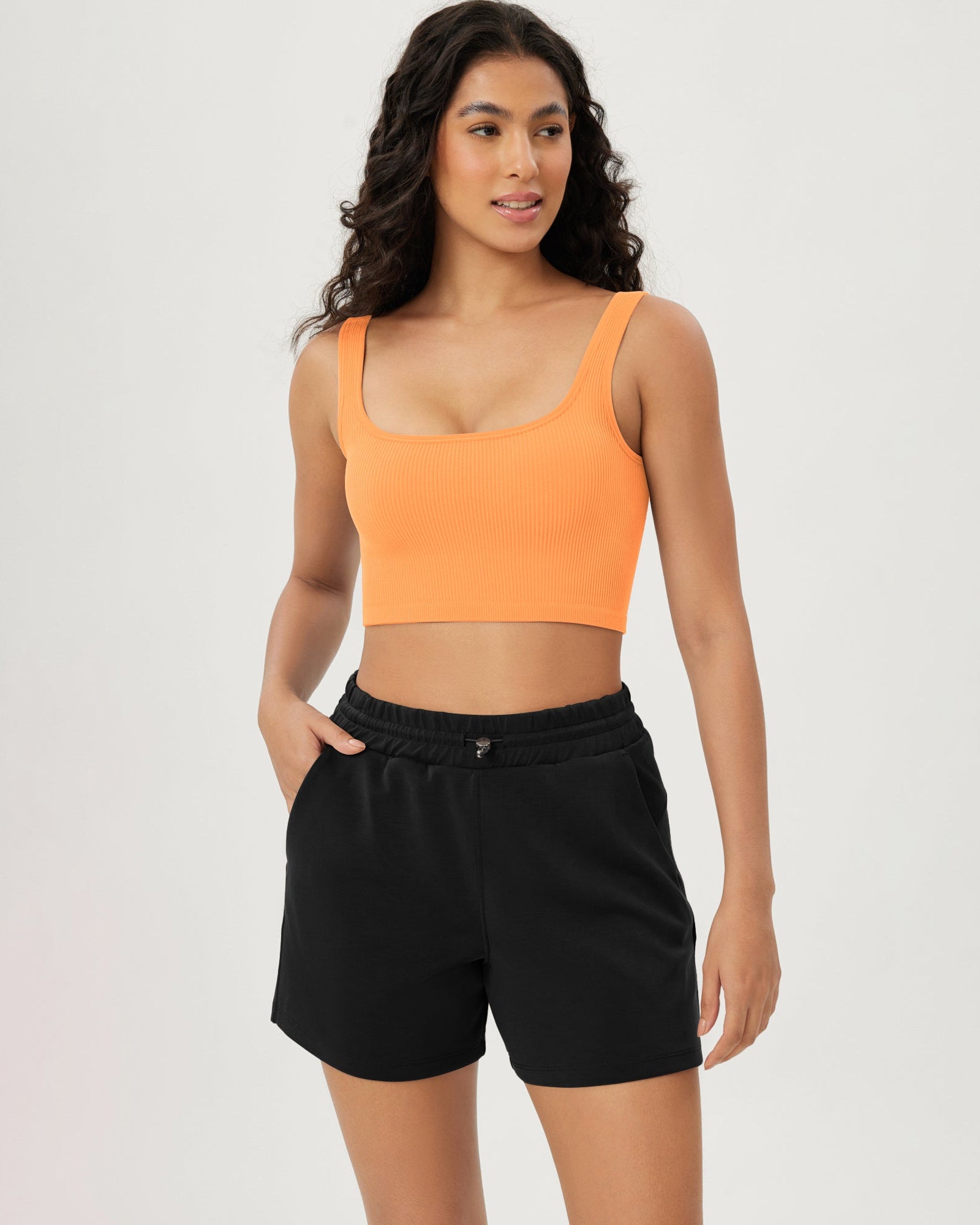 3-Pack Crop Length Seamless Square Neck Ribbed Knit Tank - ododos