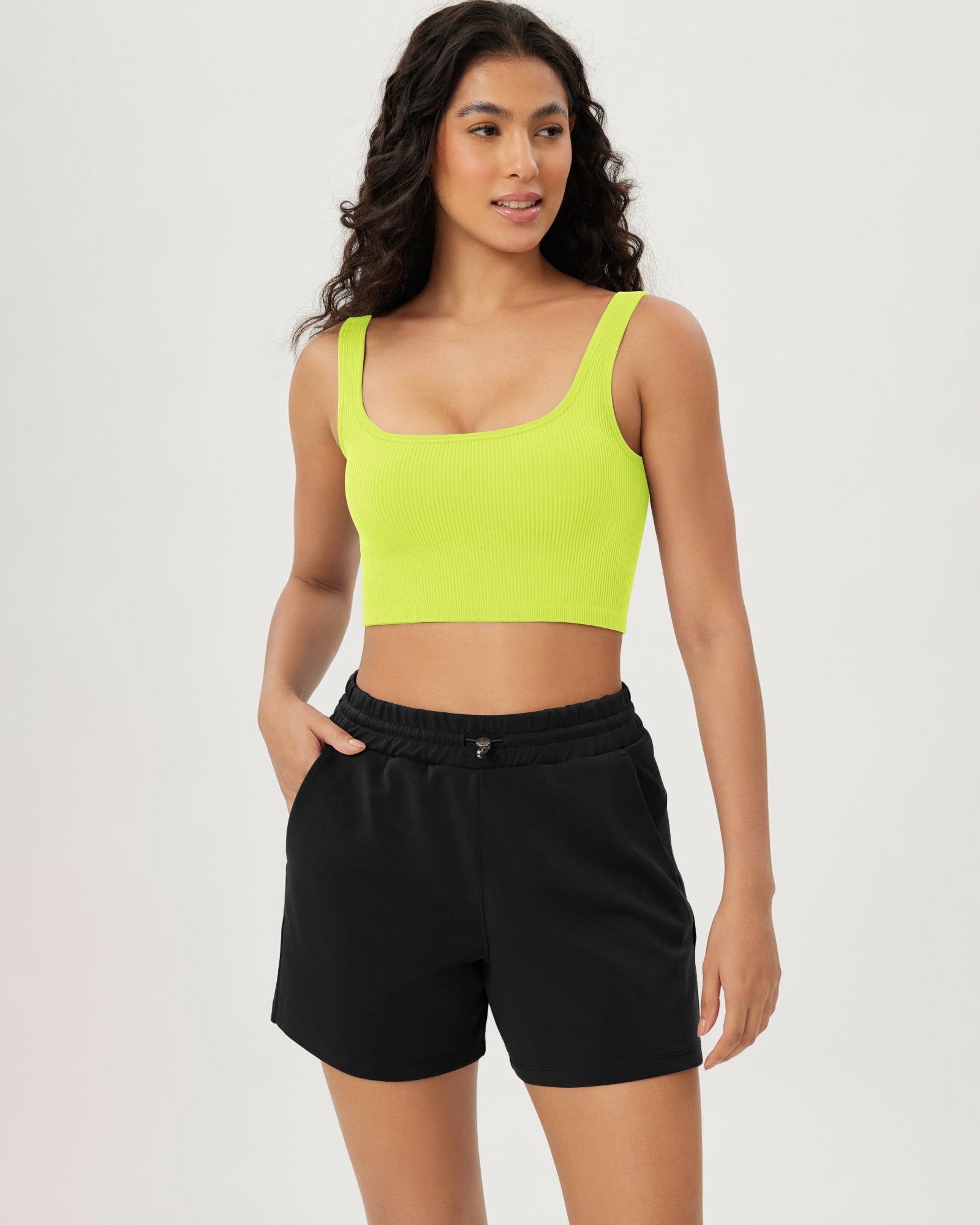 3-Pack Crop Length Seamless Square Neck Ribbed Knit Tank - ododos