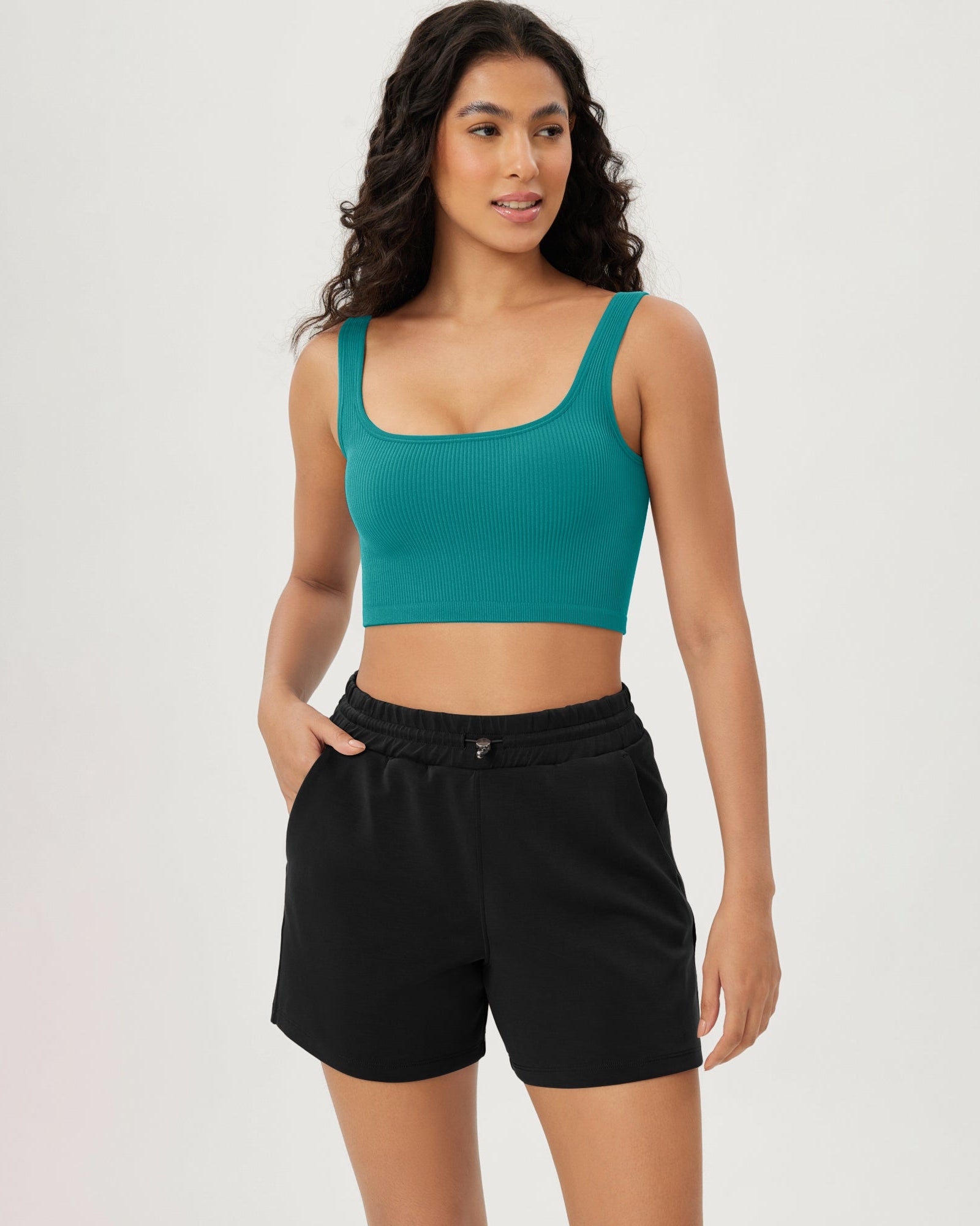 3-Pack Crop Length Seamless Square Neck Ribbed Knit Tank - ododos