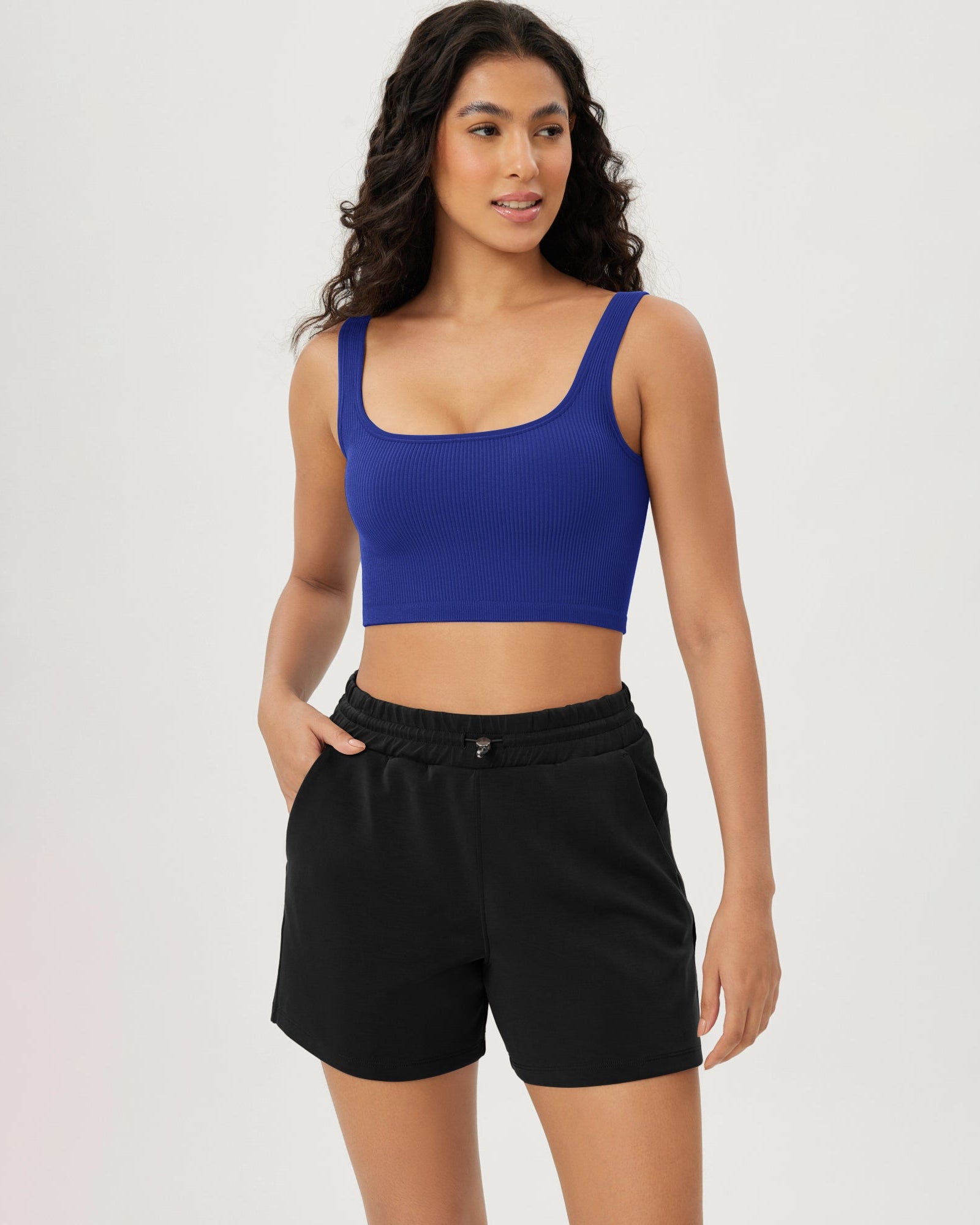3-Pack Crop Length Seamless Square Neck Ribbed Knit Tank - ododos
