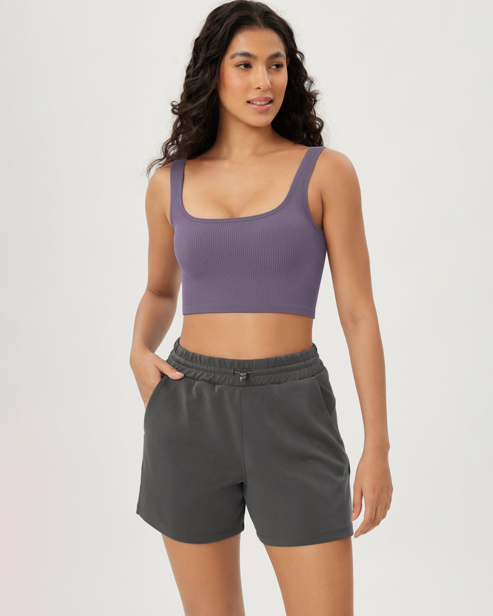 3-Pack Crop Length Seamless Square Neck Ribbed Knit Tank - ododos