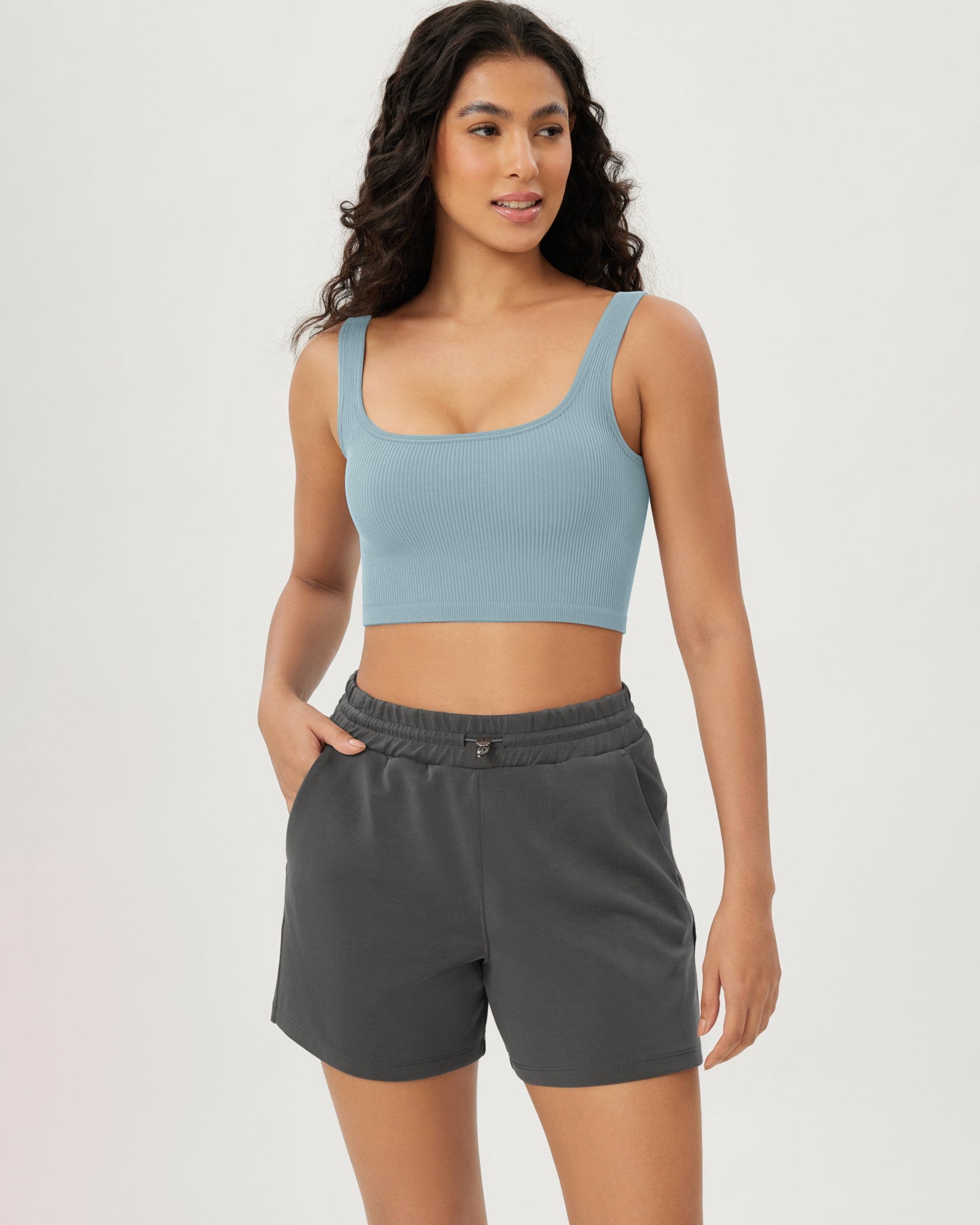 3-Pack Crop Length Seamless Square Neck Ribbed Knit Tank - ododos