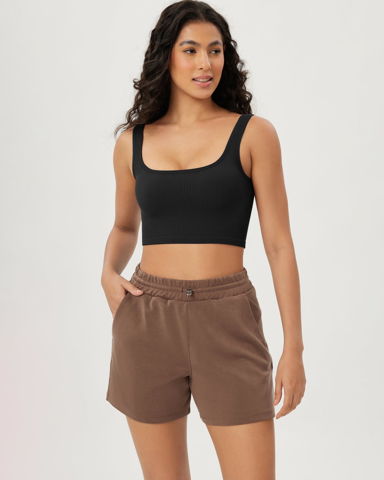 3-Pack Crop Length Seamless Square Neck Ribbed Knit Tank - ododos