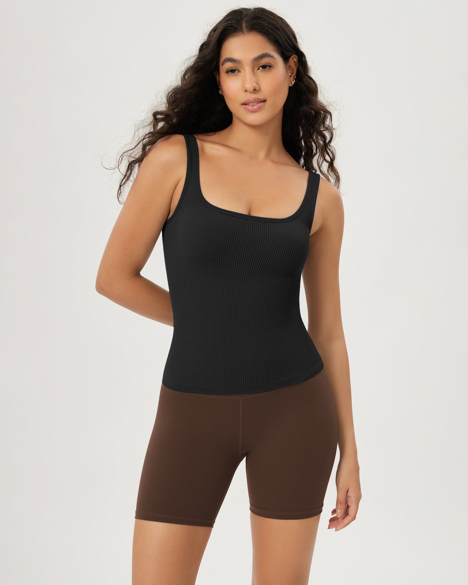 3-Pack Waist Length Seamless Square Neck Ribbed Knit Tank - ododos