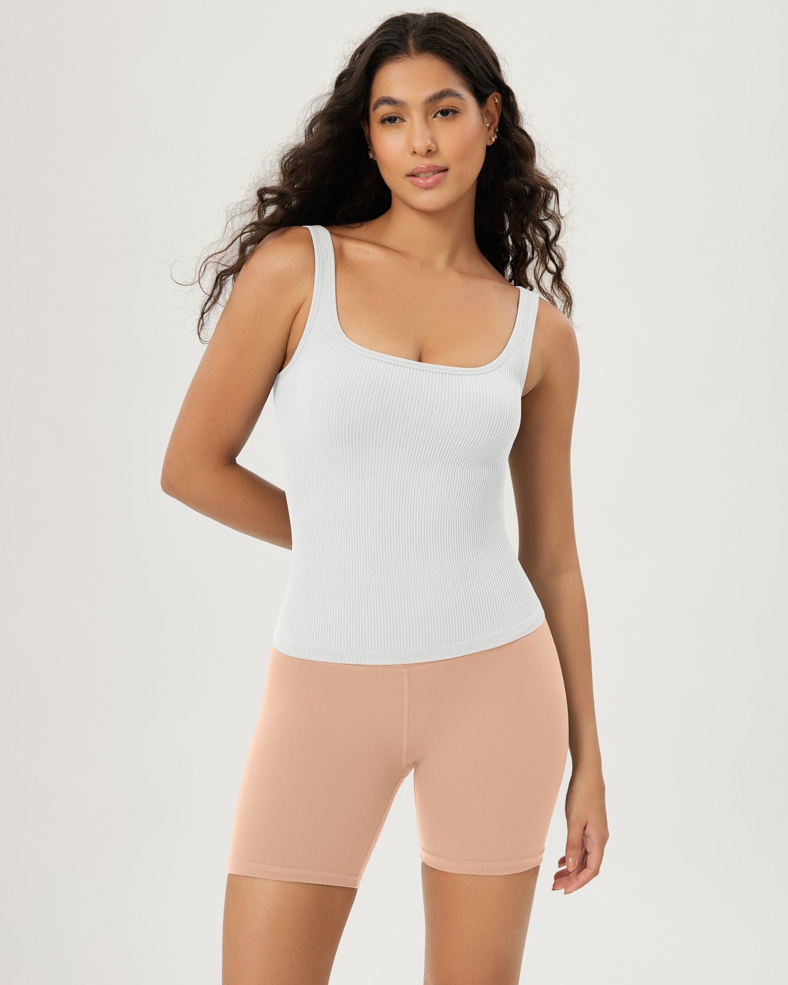 3-Pack Waist Length Seamless Square Neck Ribbed Knit Tank - ododos