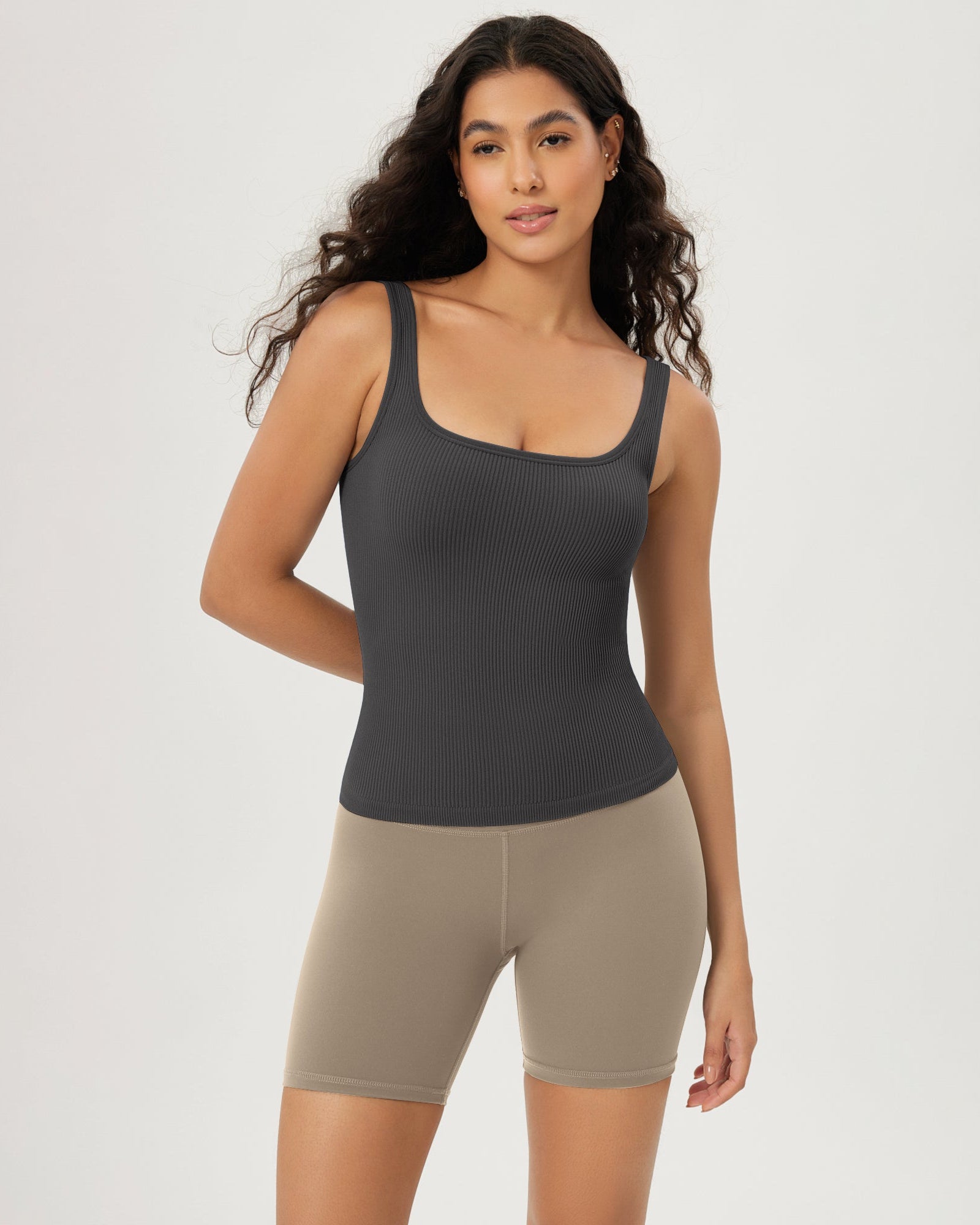 3-Pack Waist Length Seamless Square Neck Ribbed Knit Tank - ododos