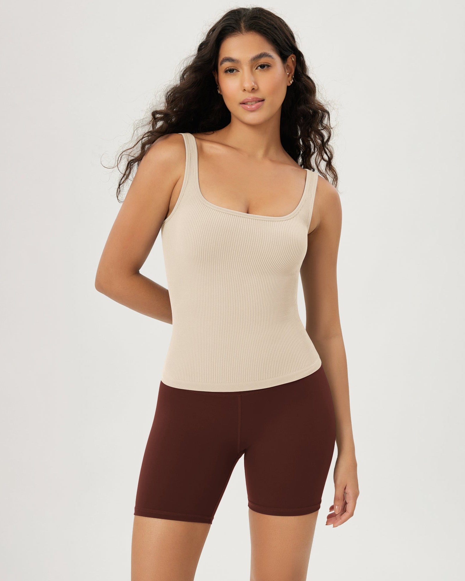 3-Pack Waist Length Seamless Square Neck Ribbed Knit Tank - ododos