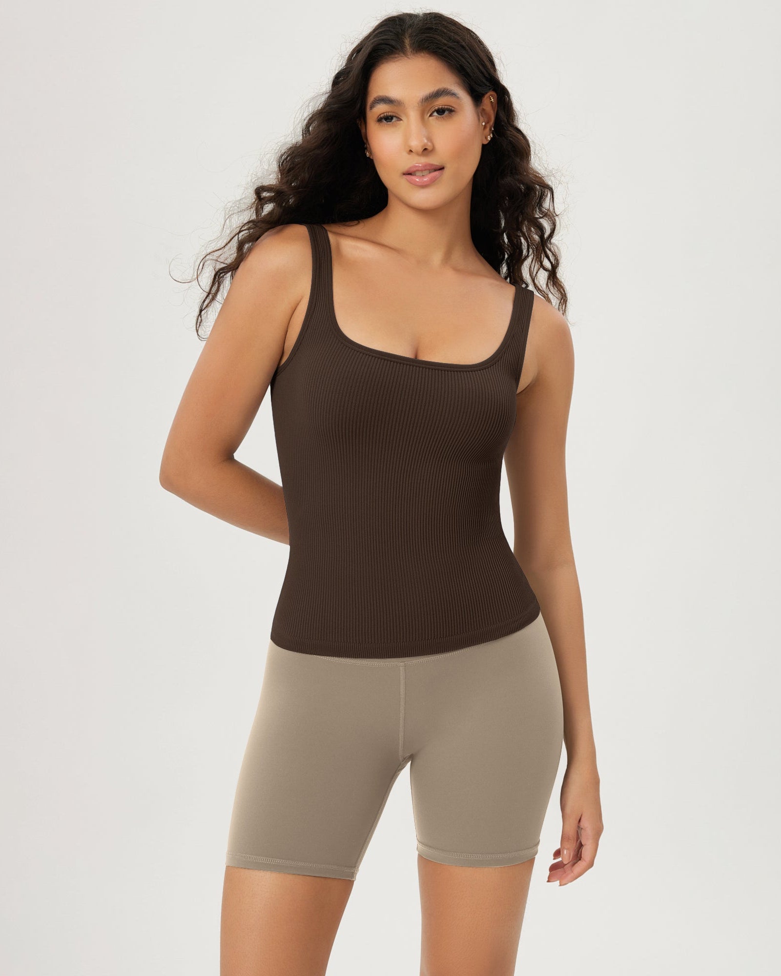 3-Pack Waist Length Seamless Square Neck Ribbed Knit Tank - ododos