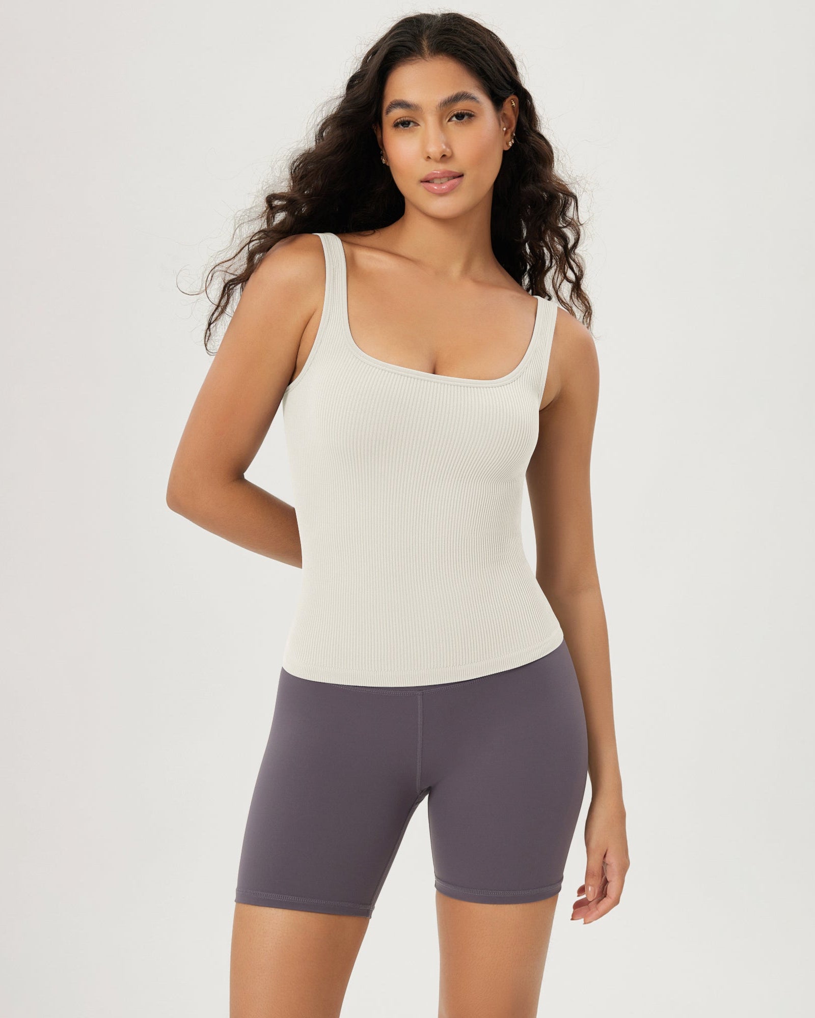 3-Pack Waist Length Seamless Square Neck Ribbed Knit Tank - ododos