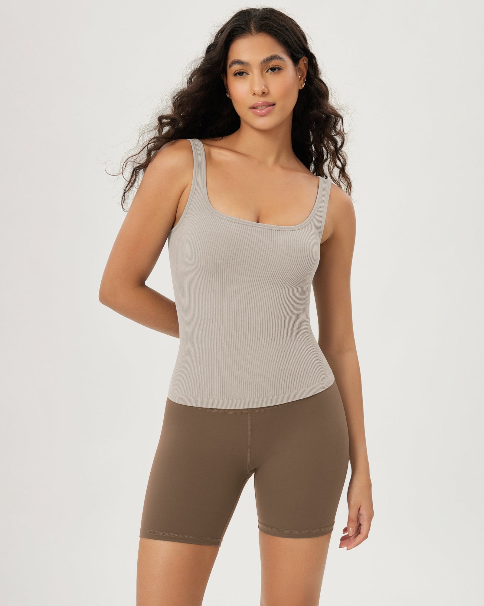 3-Pack Waist Length Seamless Square Neck Ribbed Knit Tank - ododos