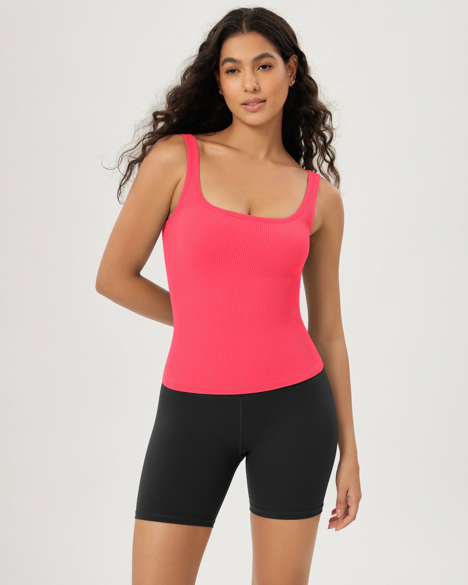 3-Pack Waist Length Seamless Square Neck Ribbed Knit Tank - ododos