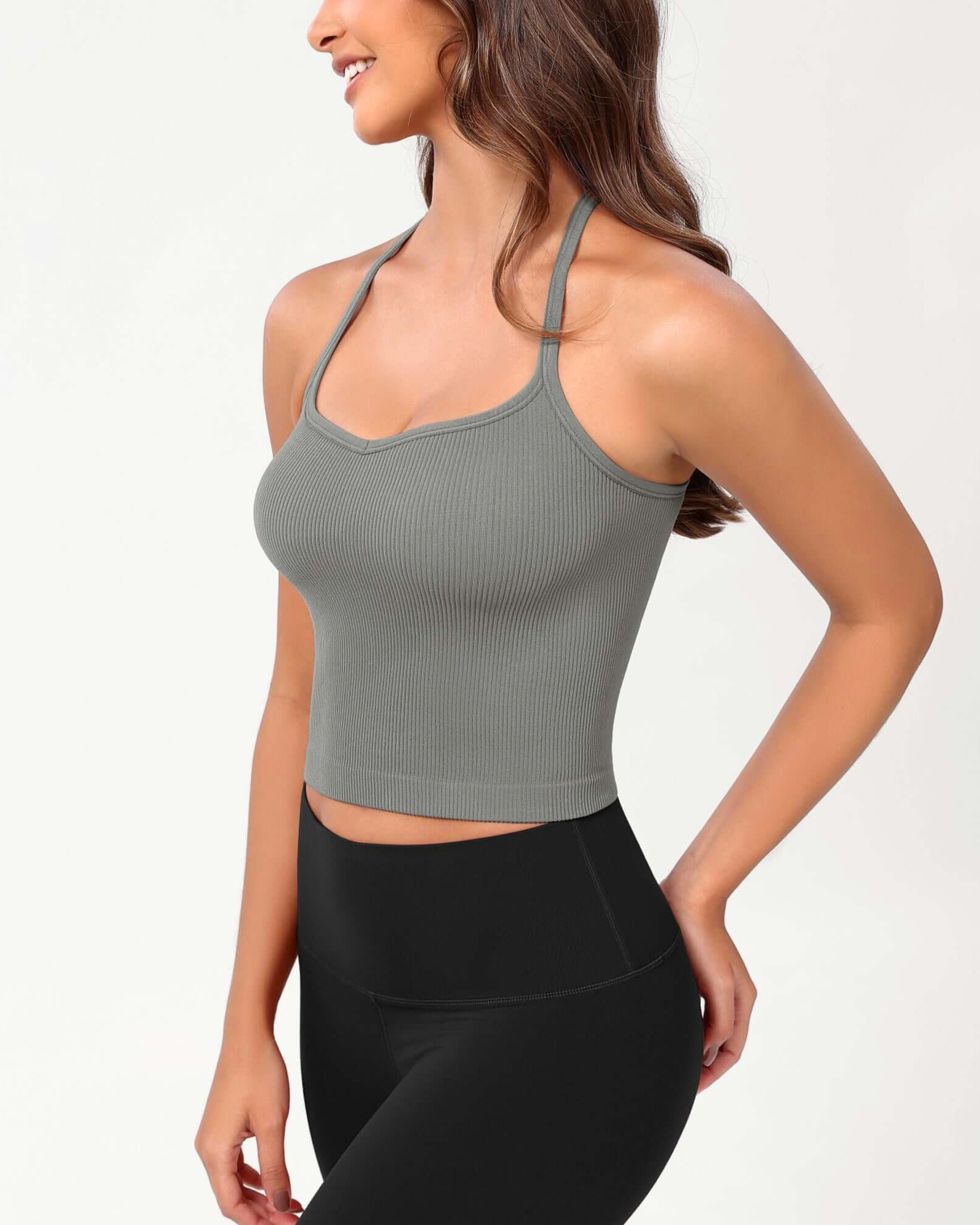 3-Pack Seamless Sweetheart Neck Crop Tank Tops - ododos