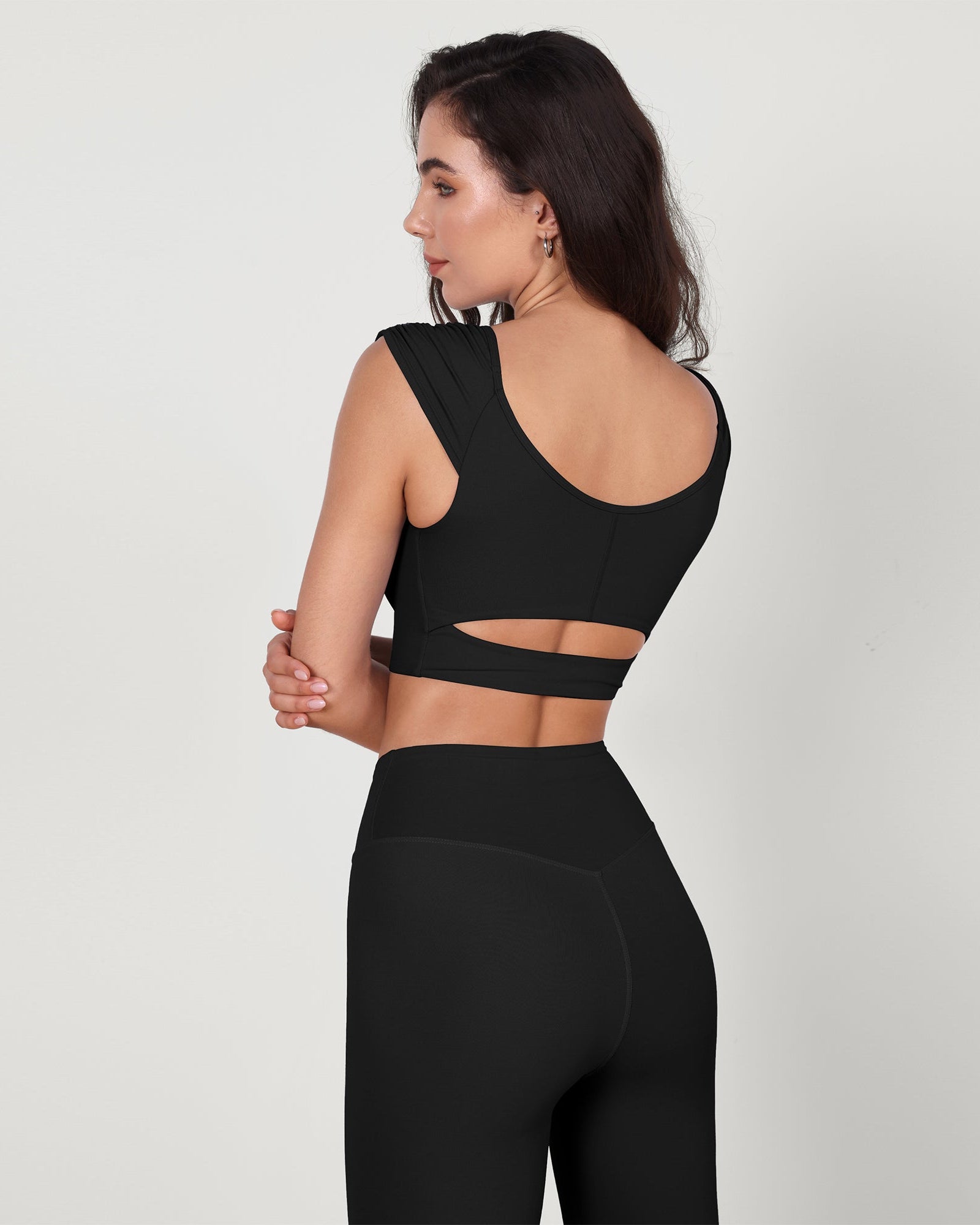 V-Neck Ruched Front Crop Tank - ododos