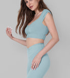 V-Neck Ruched Front Crop Tank - ododos