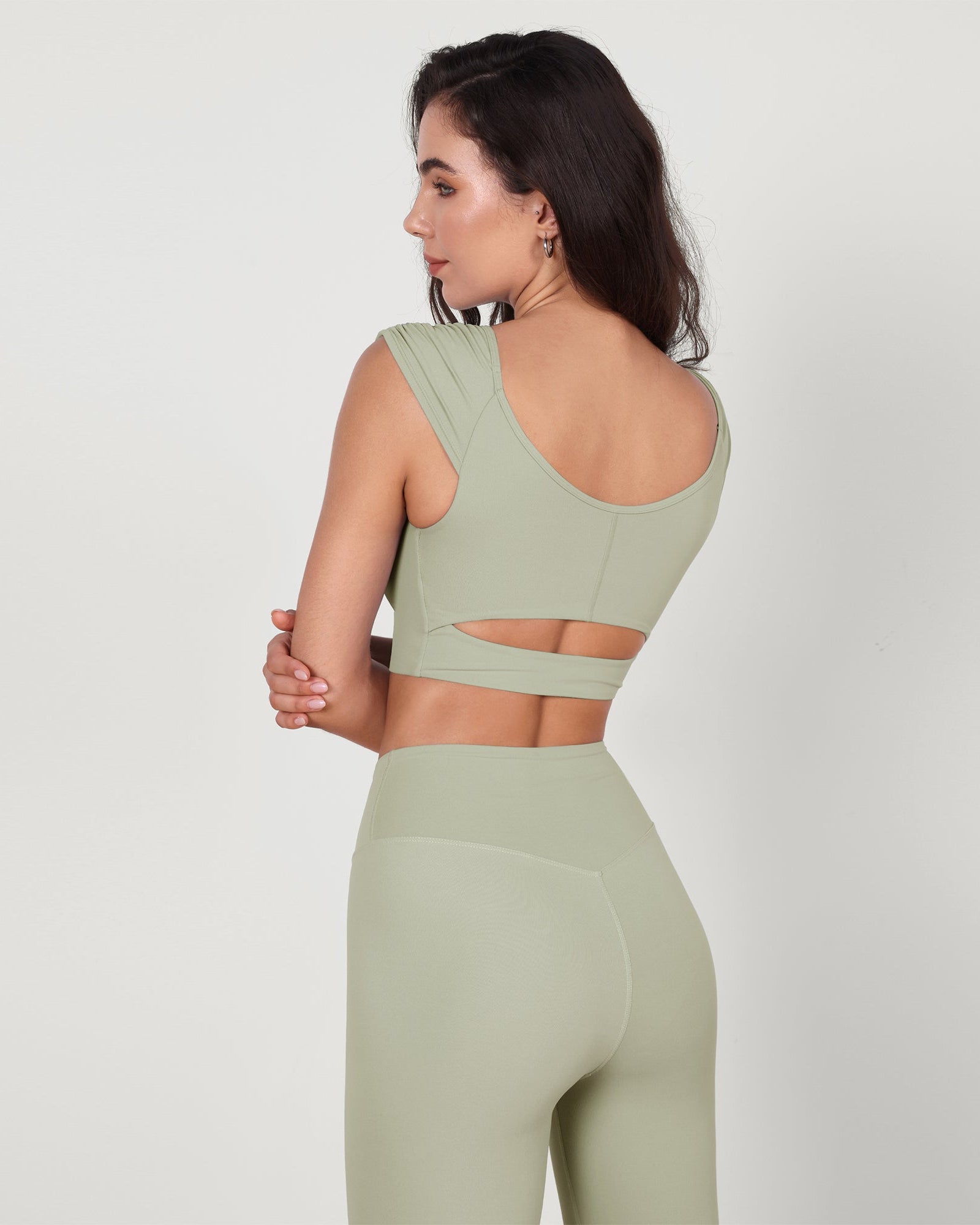 V-Neck Ruched Front Crop Tank - ododos