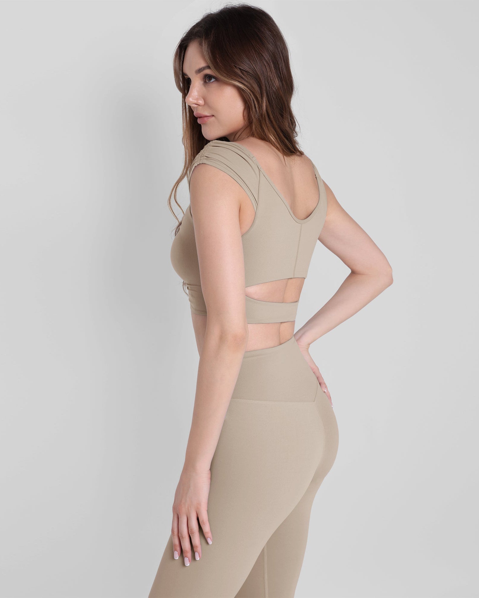 V-Neck Ruched Front Crop Tank - ododos