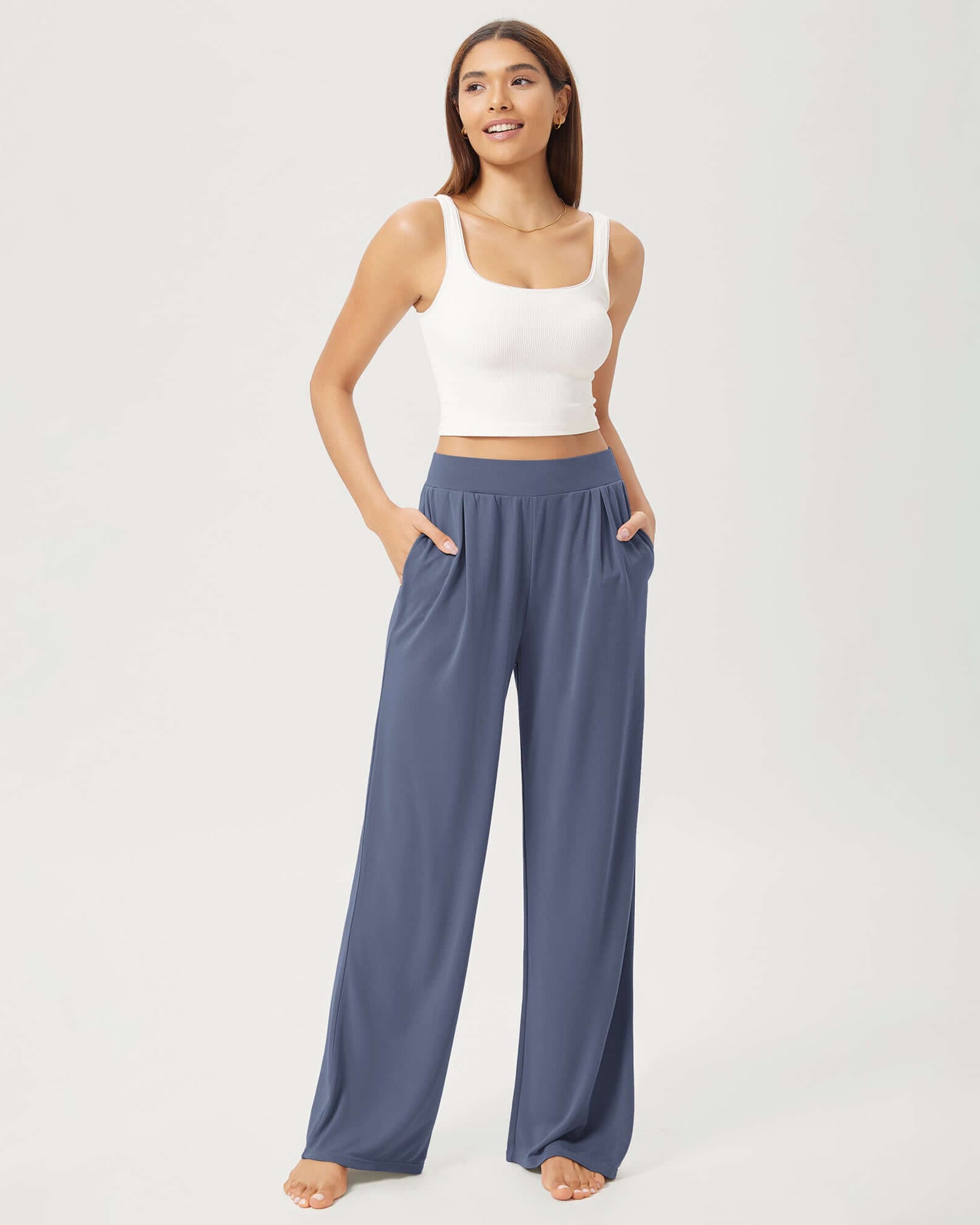 29 Drapey Soft WideHigh Waist Lounge Pants with Pockets - ododos